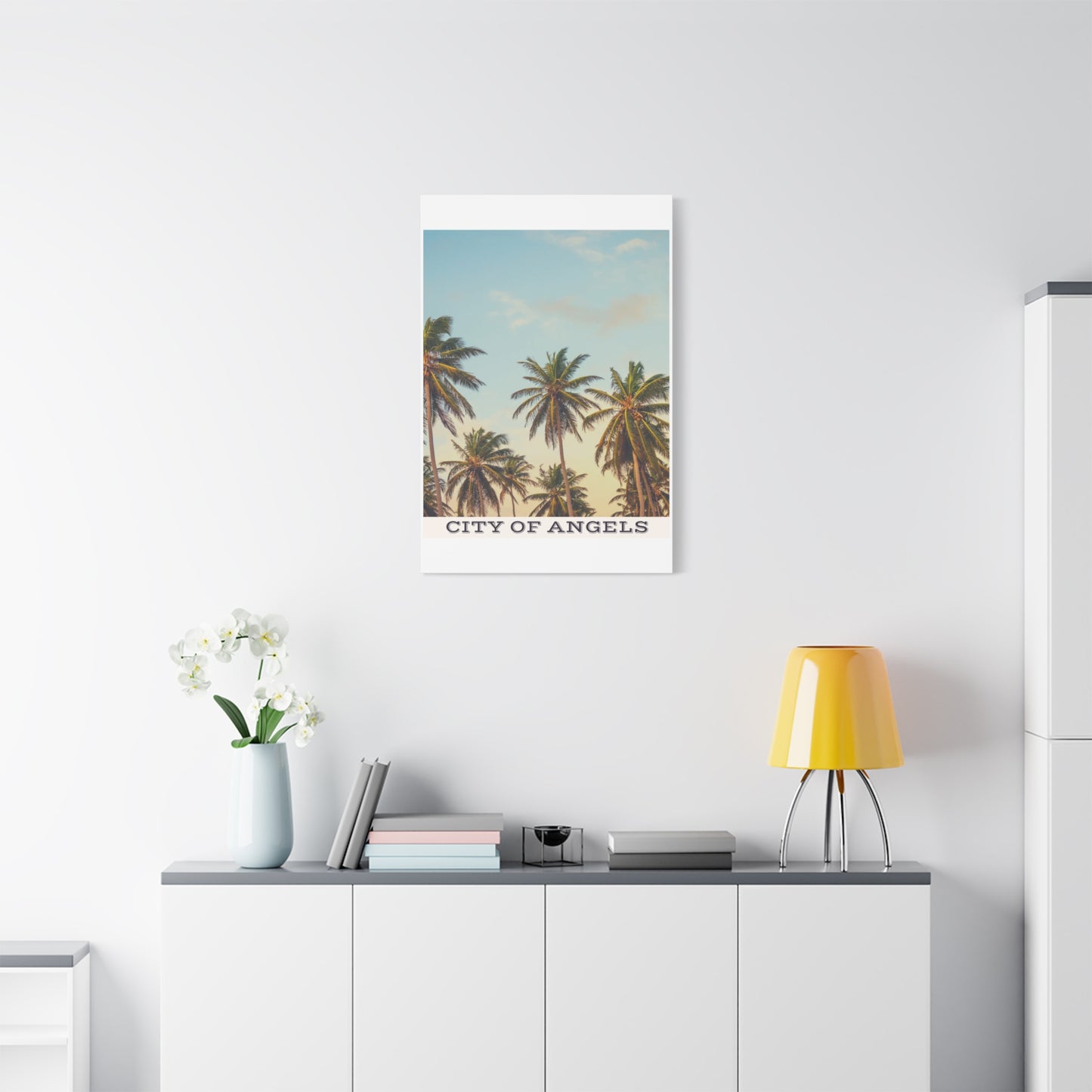 Tropical Palm Tree Canvas Print, City of Angeles Tropical Wall Art, Los Angeles Beach Decor, California Nature Photography, Home Decoration, Gift for Beach Lovers