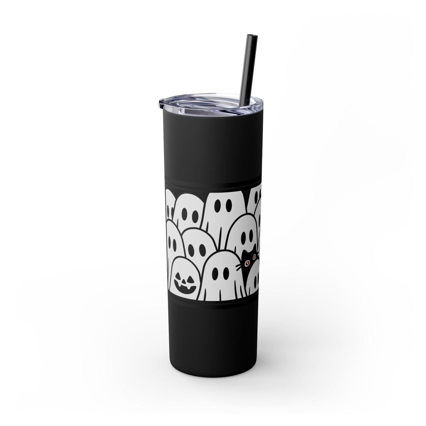 Halloween Ghost Tumbler, 20oz Skinny Tumbler with Straw, Cute Fall Drinkware, Spooky Gifts for Kids, Ghost Lovers, Cozy Decor
