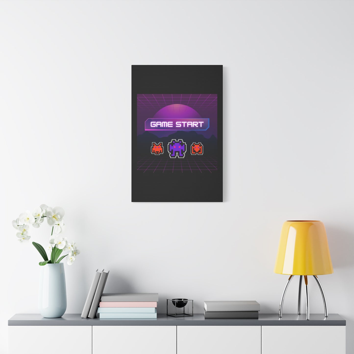 Retro Game Start Canvas Art Print | 80s Gaming Wall Decor, Gamer Gift, Pixel Art, Nostalgic Artwork, Home Decor