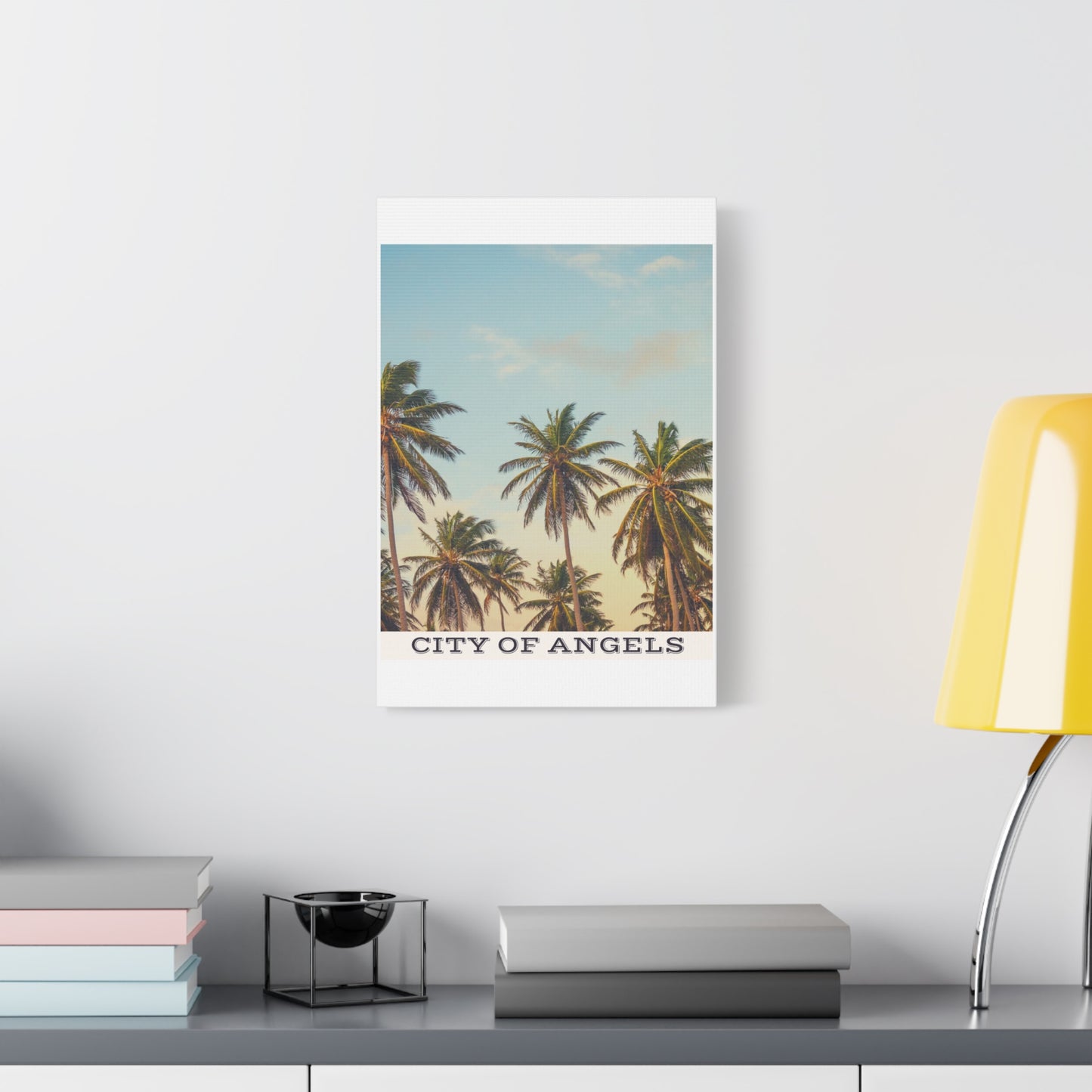 Tropical Palm Tree Canvas Print, City of Angeles Tropical Wall Art, Los Angeles Beach Decor, California Nature Photography, Home Decoration, Gift for Beach Lovers