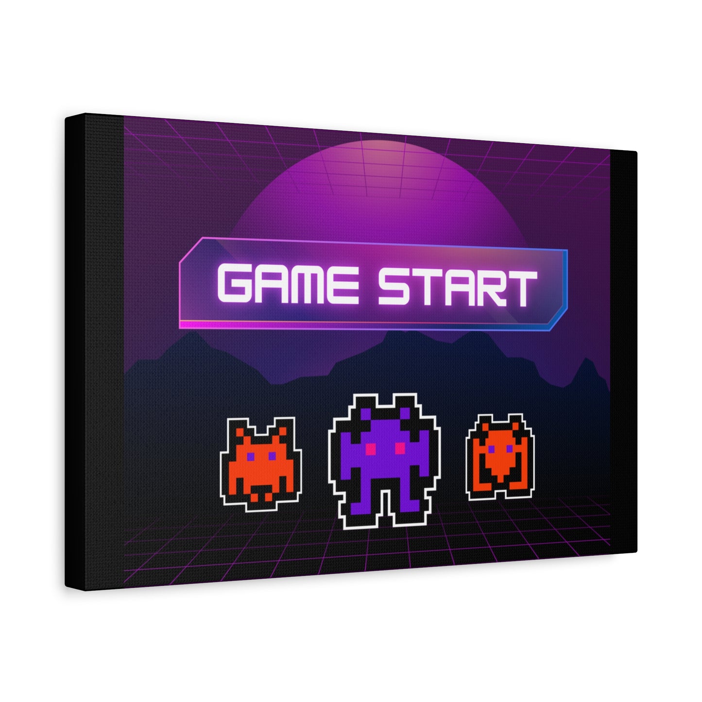 Retro Game Start Canvas Art Print | 80s Gaming Wall Decor, Gamer Gift, Pixel Art, Nostalgic Artwork, Home Decor