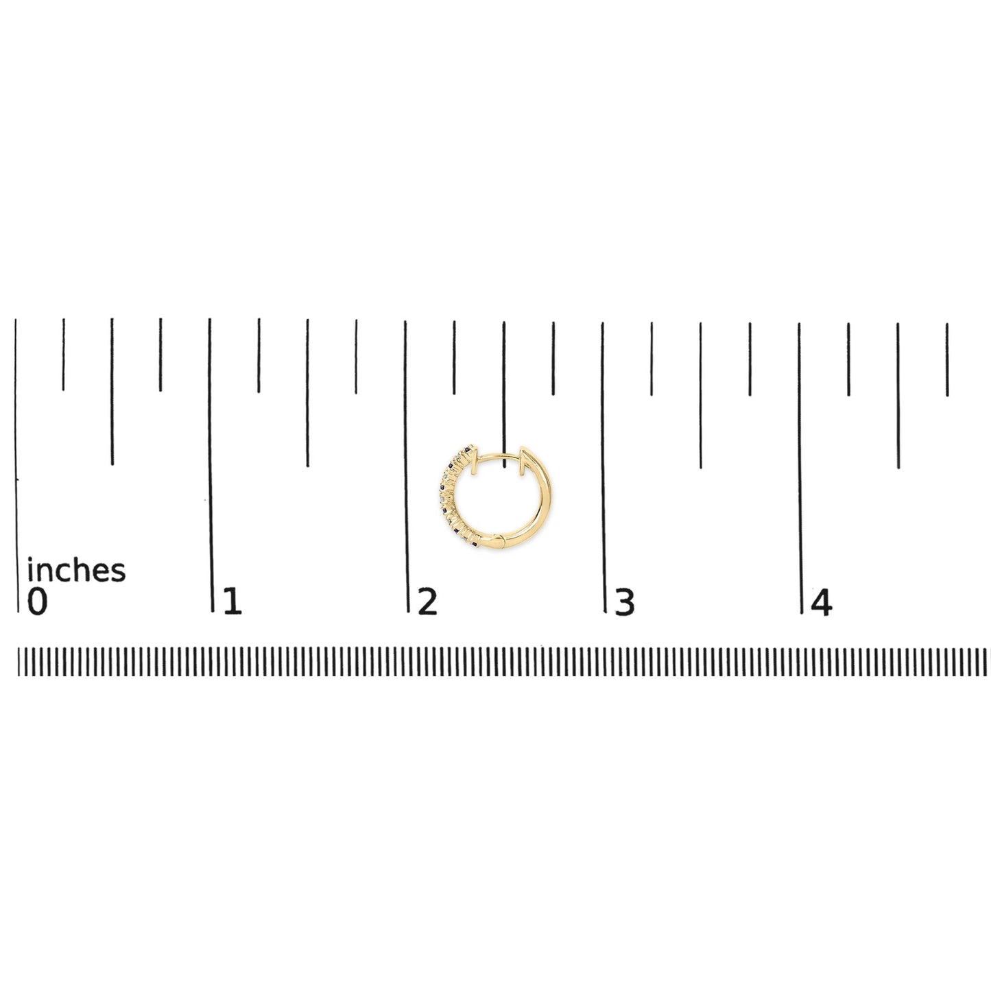 10K Yellow Gold Alternating Blue Sapphire 1/10 Cttw Diamond Huggy Hoop Earrings (I-J Color, I1-I2 Clarity)-4