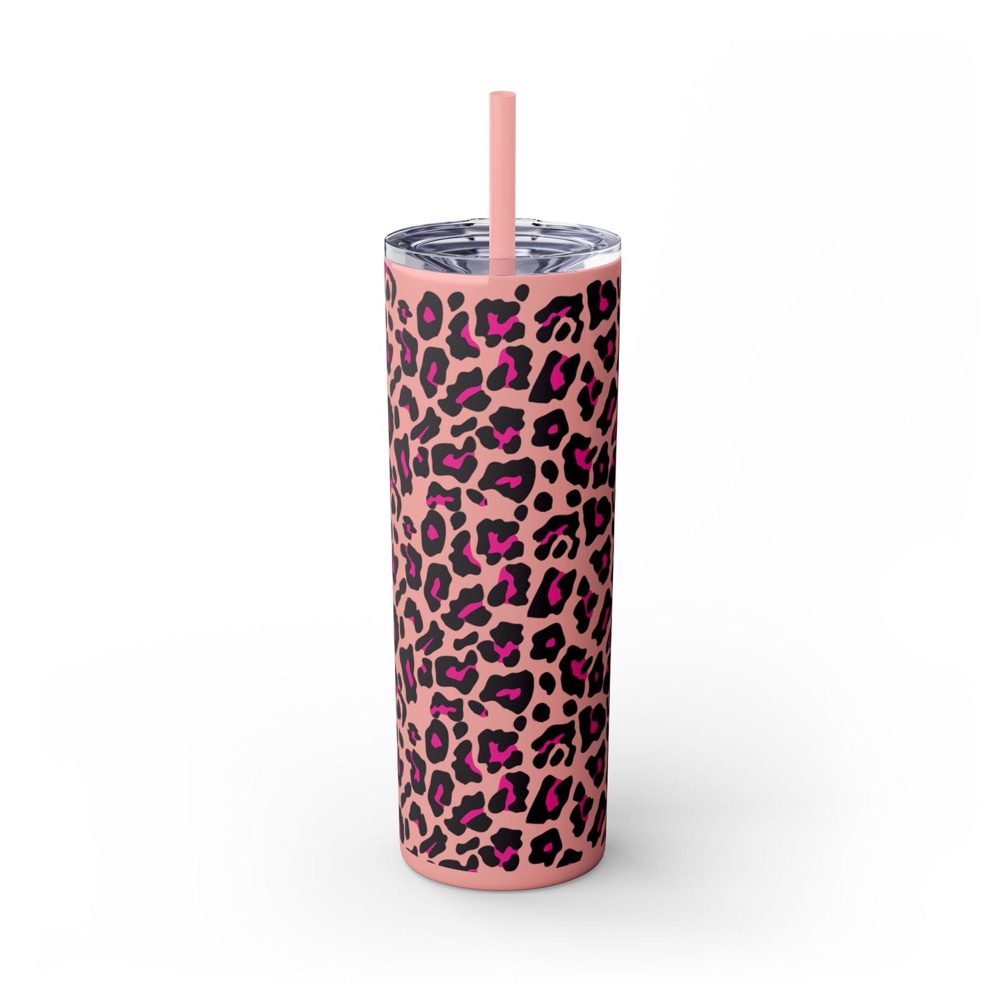 Trendy Leopard Print Skinny Tumbler, 20oz | Stylish Drinkware for Home, Office, Gifts, Reusable Straw, Animal Print
