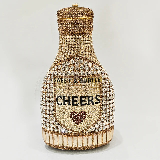 Women Bottle Crystal Evening Bag Lady Diamond Wedding Bridal Purses Female Rhinestone Party Prom Clutches Bags