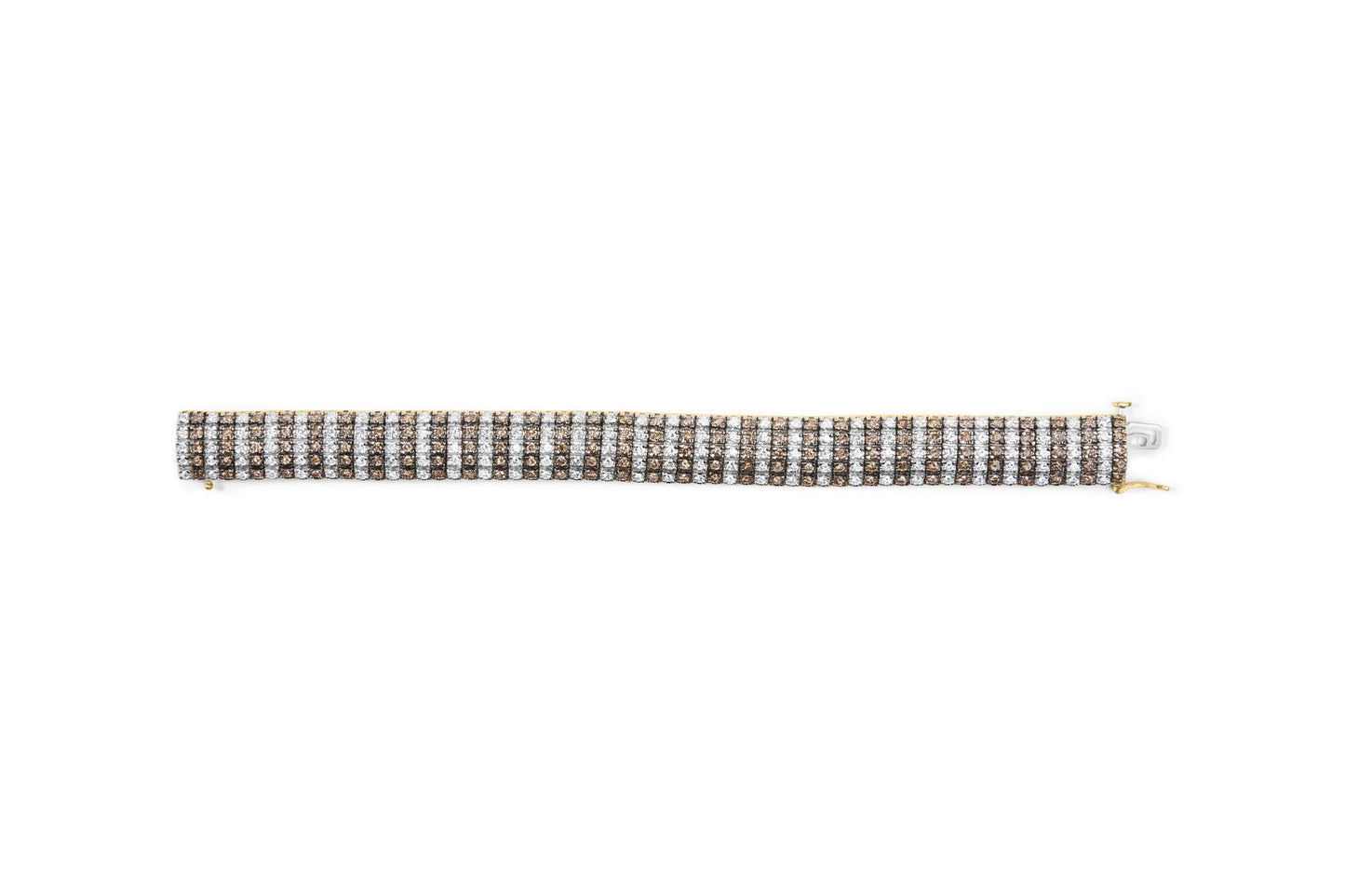 10K Yellow Gold 10 CTW 1/3 Cttw Alternating Coco Color and White Diamond 5 Row Tennis Bracelet (Brown/H-I Color, SI1-SI2 Clarity) - Size 7.25-4