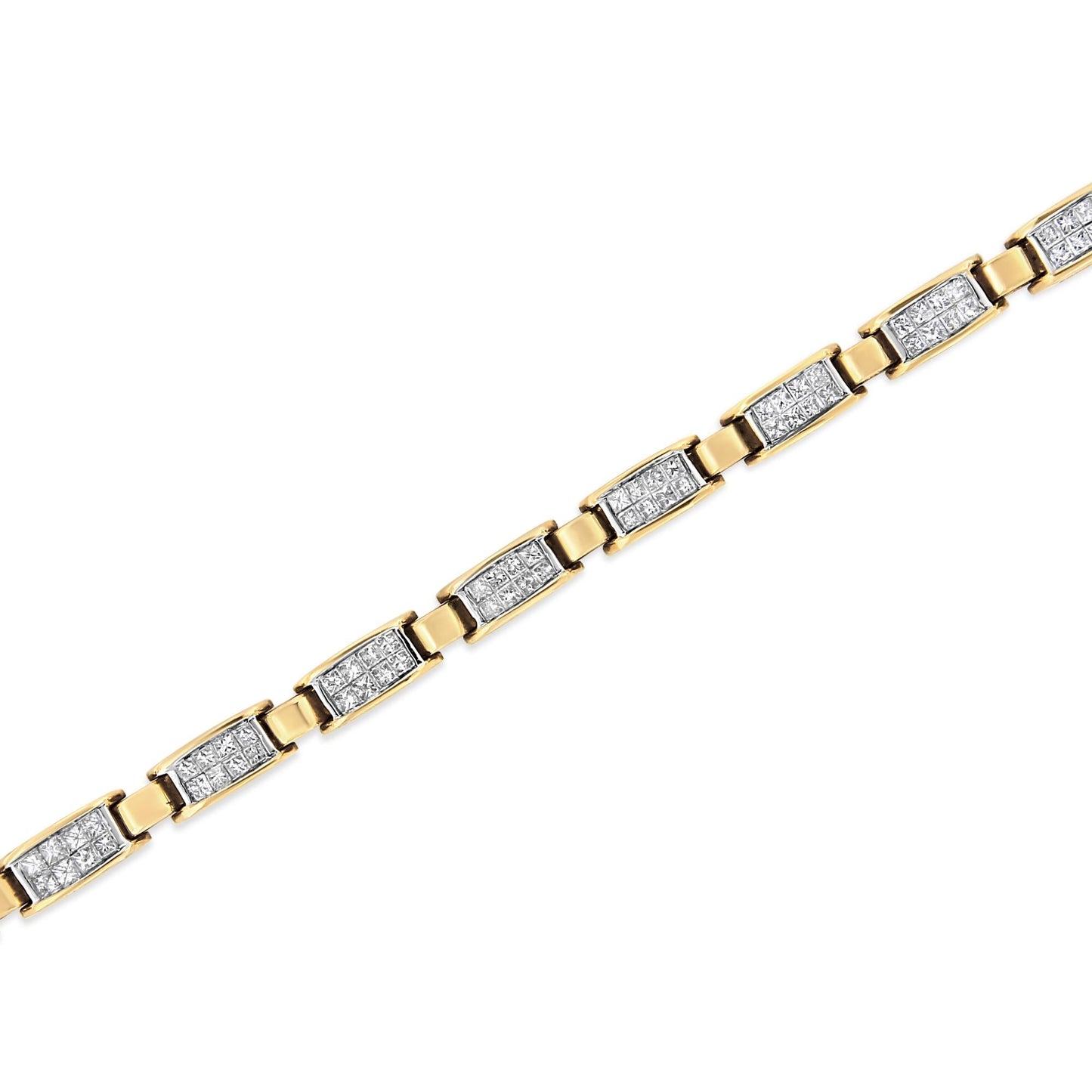 14K Yellow Gold 2 1/2 Cttw Princess-Cut Diamond Link Tennis Bracelet (H-I Color, SI2-I1 Clarity) - 7.25"-4