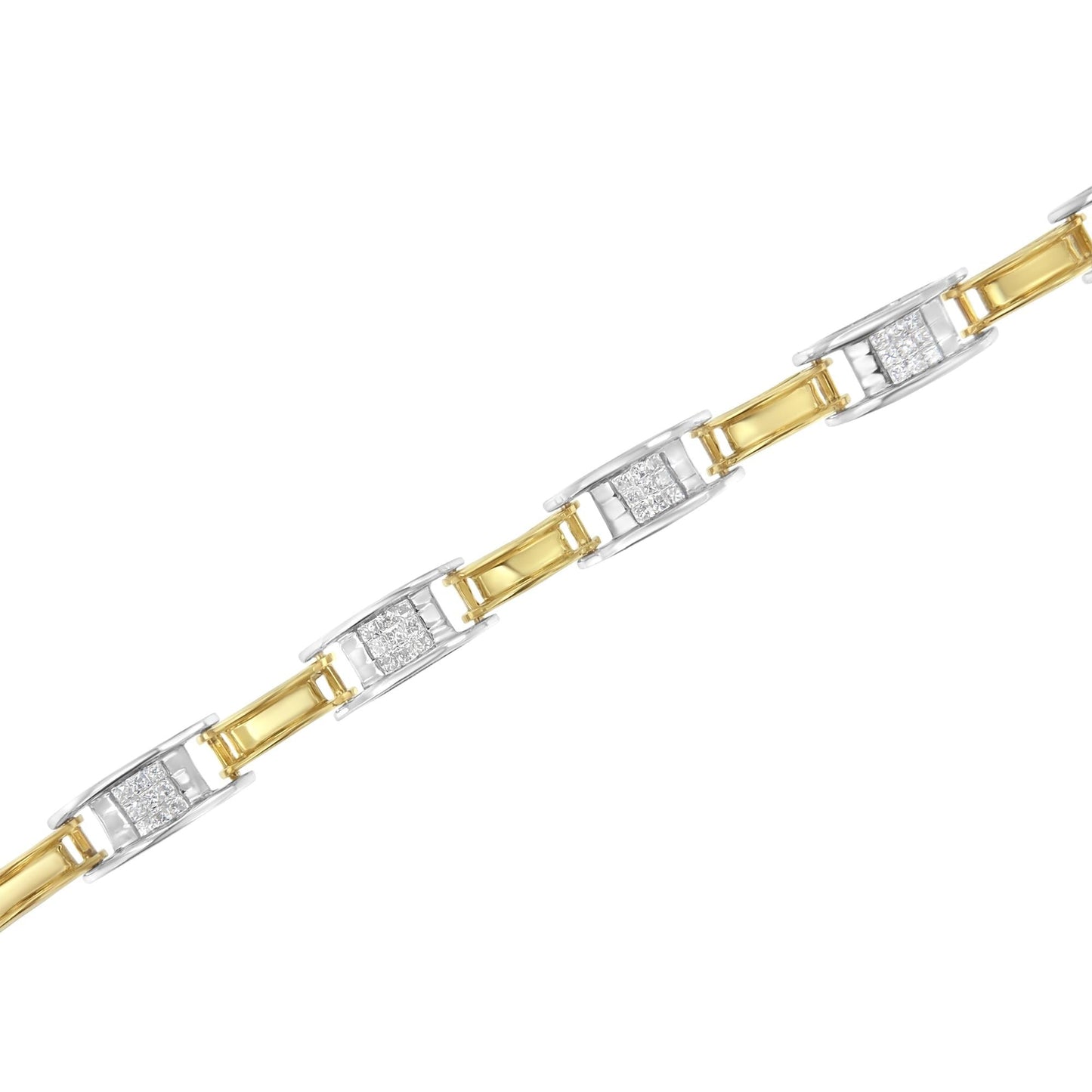 14K Two-Tone Gold 1.00 Cttw Princess-Cut Diamond Chain Link 7" Bracelet (H-I Color, SI1-SI2 Clarity)-4