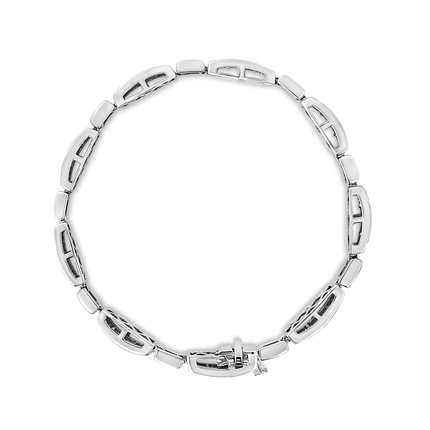 14K White Gold 2.00 Cttw Invisble-Set Princess Diamond Link Bracelet (I1-I2 Clarity, I-J Color) - 7.25"-4