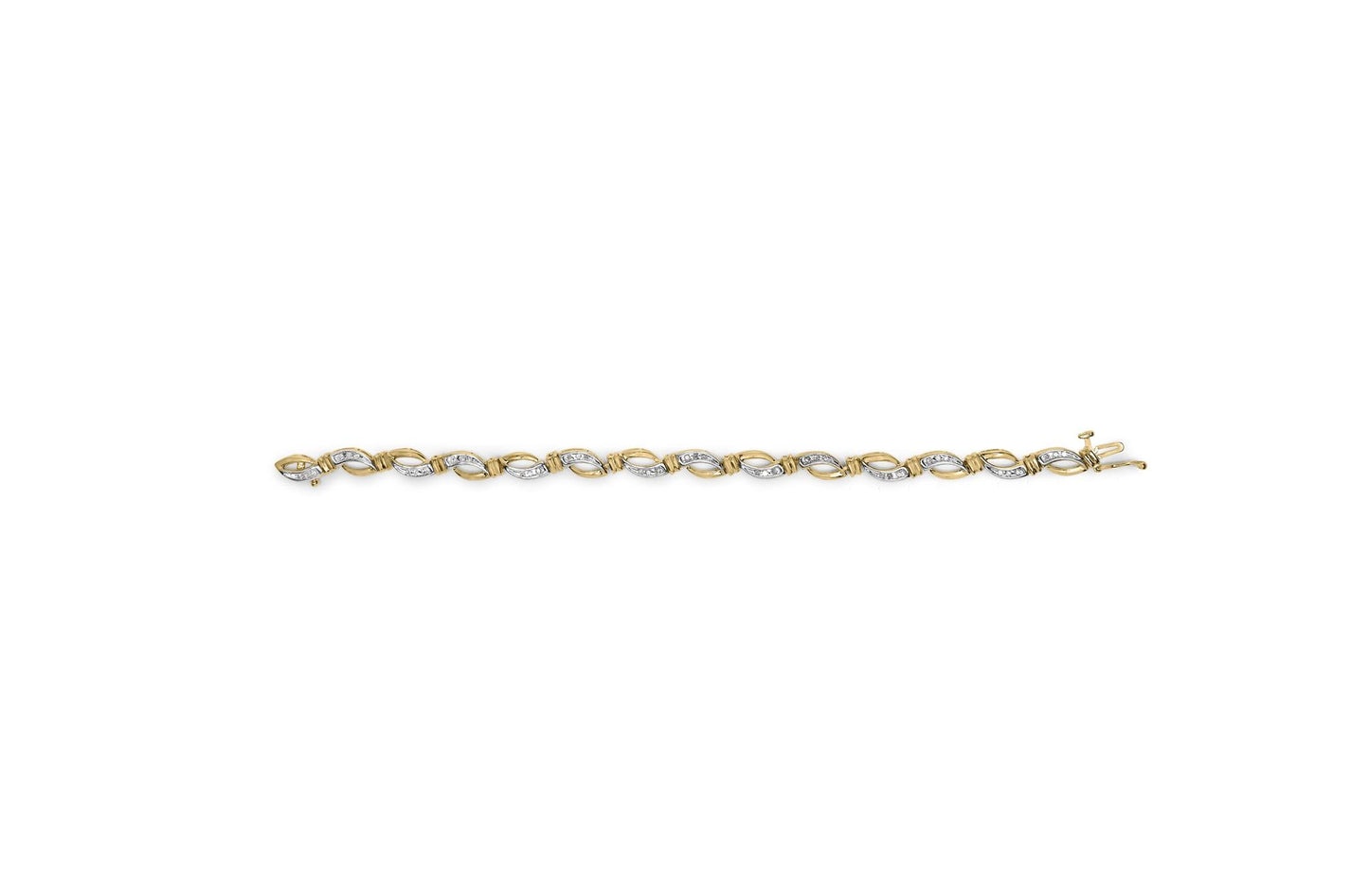 10K Yellow and White Gold 1/2 Cttw Channel Set Diamond Infinity Link 7" Tennis Bracelet (H-I Color, I1-I2 Clarity)-4