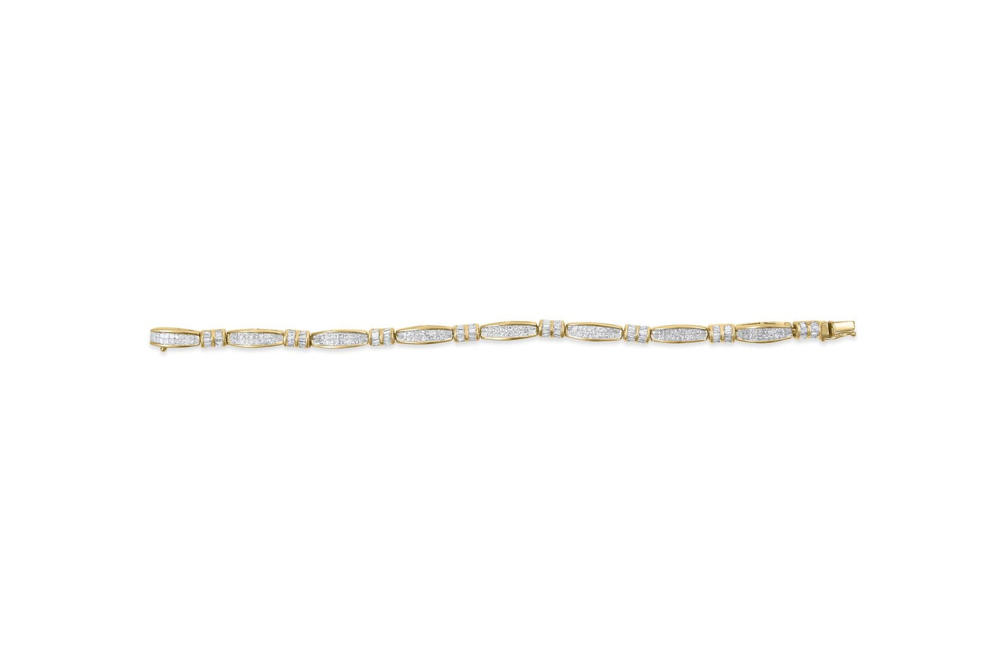 14K Yellow Gold Princess and Baguette Cut Diamond Beaded Bracelet (3.00 cttw, H-I Color, SI1-SI2 Clarity)-4