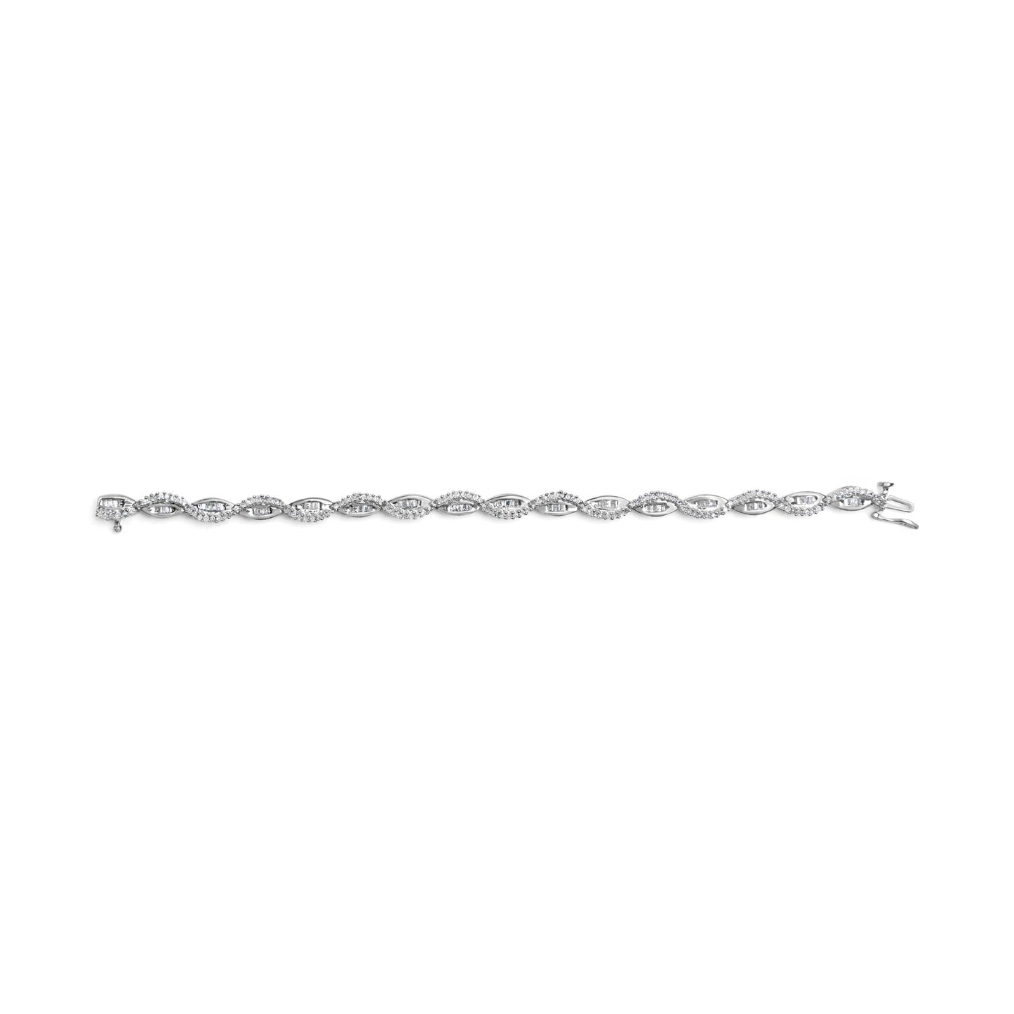 14K White Gold 2.00 Cttw Diamond Swirl and Pear Shape Link Bracelet (I-J Color, I2-I3 Clarity) - 7"-4