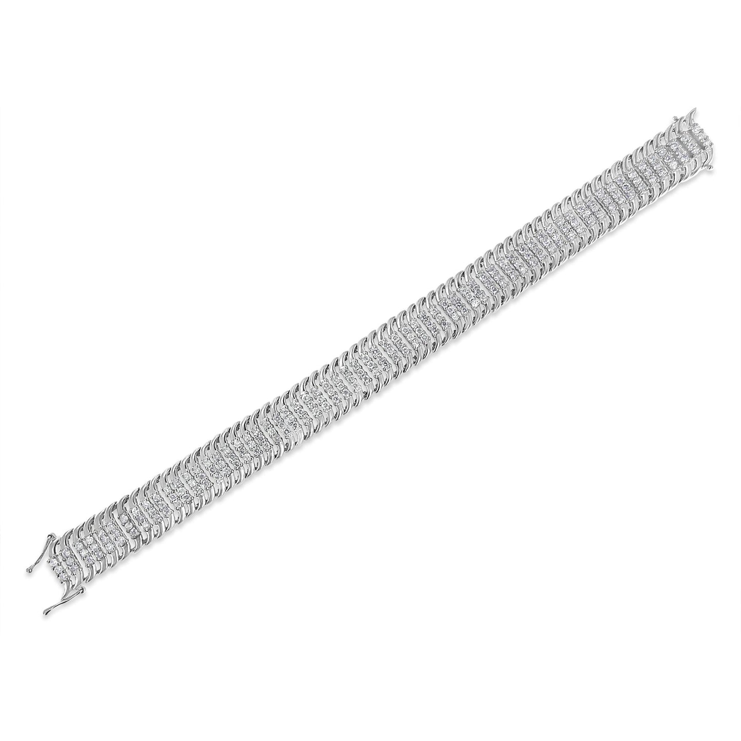 14K White Gold 5.0 Cttw Round Brilliant Cut Diamond 7" S Wave Serpentine Tennis Bracelet (H-I Color, I1-I2 Clarity)-4