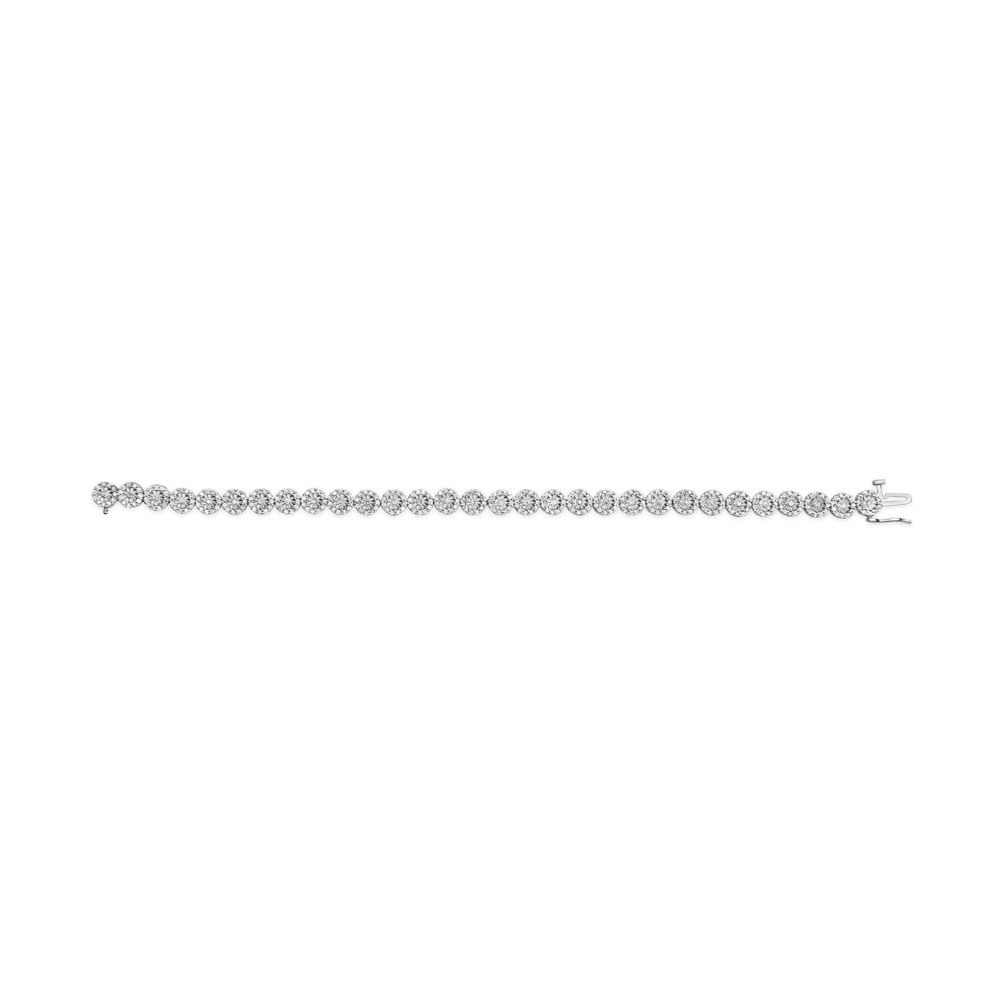 14K White Gold 2.00 Cttw Diamond Halo Link Tennis Bracelet (H-I Color, I1-I2 Clarity) - 7" Inches-4