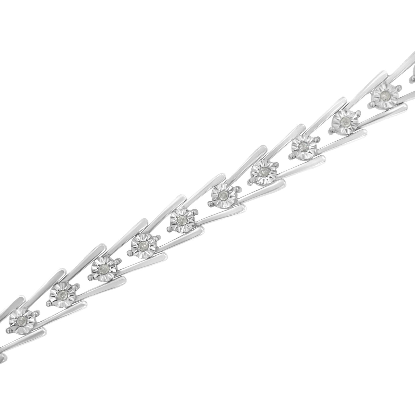 .925 Sterling Silver 1/4 cttw Miracle Set Diamond Sleek and Open "V"Bracelet (I-J Color, I3 Clarity) -7.5"-4