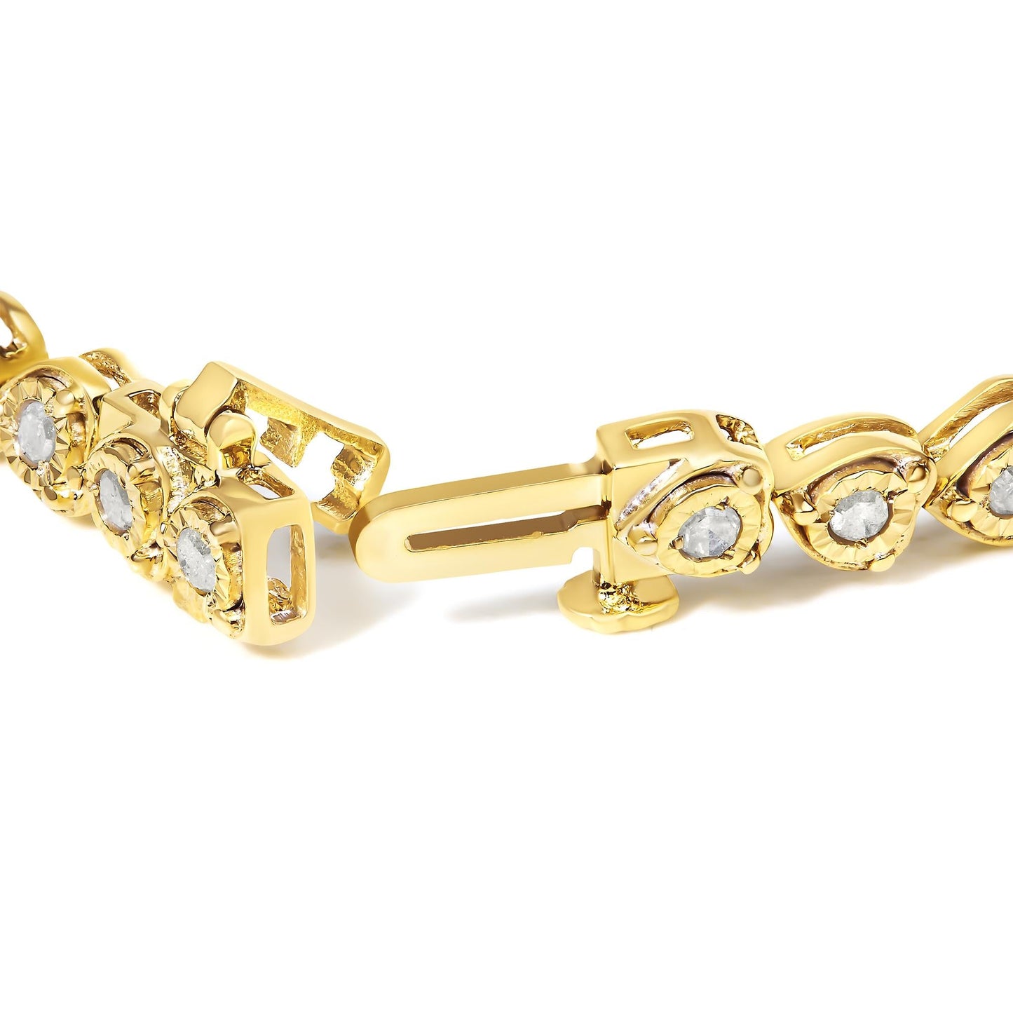 .925 Sterling Silver 1.0 Cttw Miracle Set Diamond Heart-Link 7" Tennis Bracelet (I-J Color, I2-I3 Clarity)-4