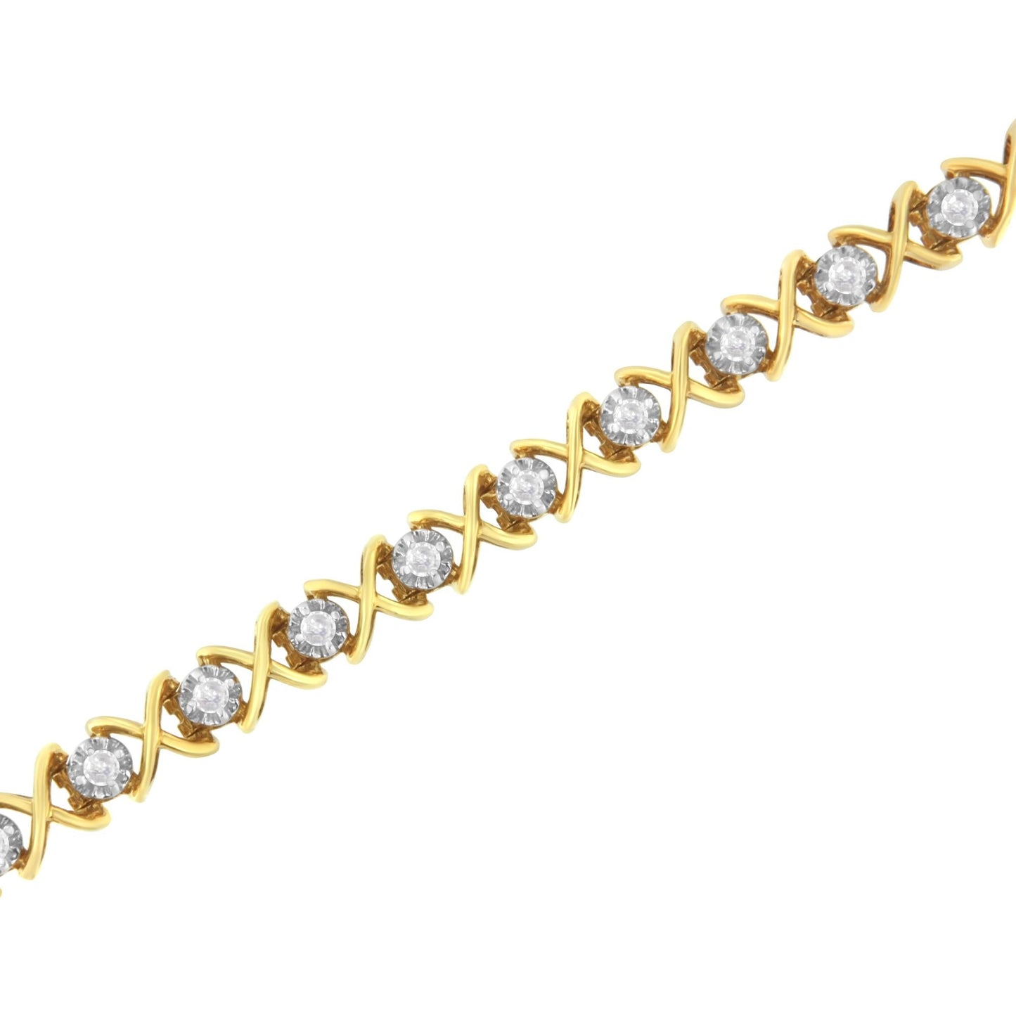10K Yellow Gold Plated Sterling Silver 1 cttw Diamond Link Bracelet (J-K Clarity, I1-I2 Color) - Size 7"-4