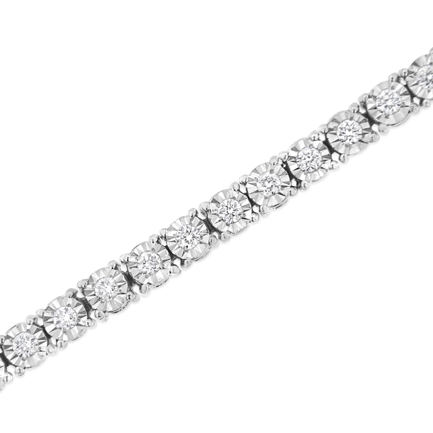 14K White Gold 3.0 Cttw Lab Grown Diamond Illusion-Set Miracle Plate Tennis Bracelet (F-G Color, VS1-VS2 Clarity) - Size 7.25"-4