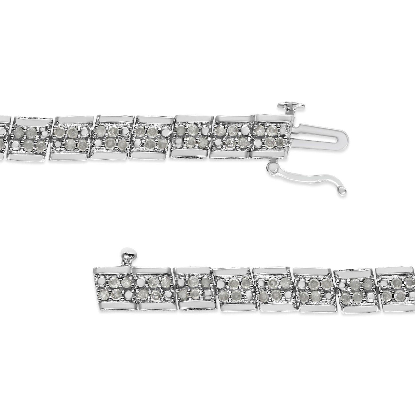 .925 Sterling Silver 2.0 Cttw Diamond 7" Round Miracle Plate Link Bracelet (I-J Color, I2-I3 Clarity)-4