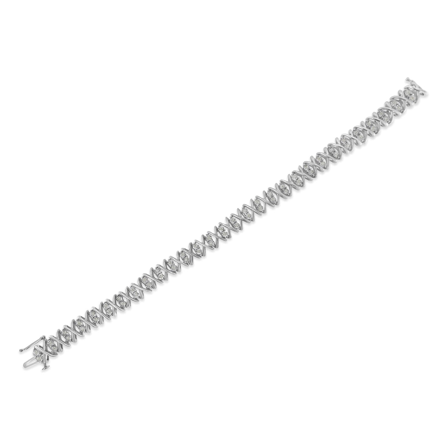 Sterling Silver rose-cut Diamond X-Link Bracelet (1 cttw, I-J Color, I2-I3 Clarity)-4