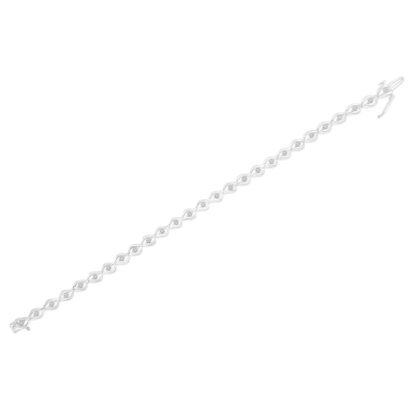 .925 Sterling Silver 1/2 Cttw Rose Cut Diamond Almond Shape Link Tennis Bracelet (I-J Color, I3 Clarity) - 7” -4