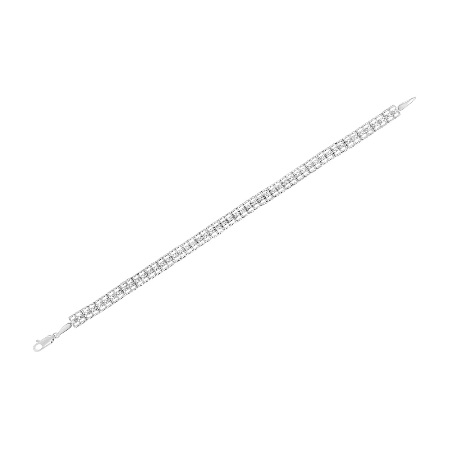 .925 Sterling Silver 1/10 Cttw Diamond Double-Link 7" Rolex Tennis Bracelet (I-J Color, I3 Clarity)-4