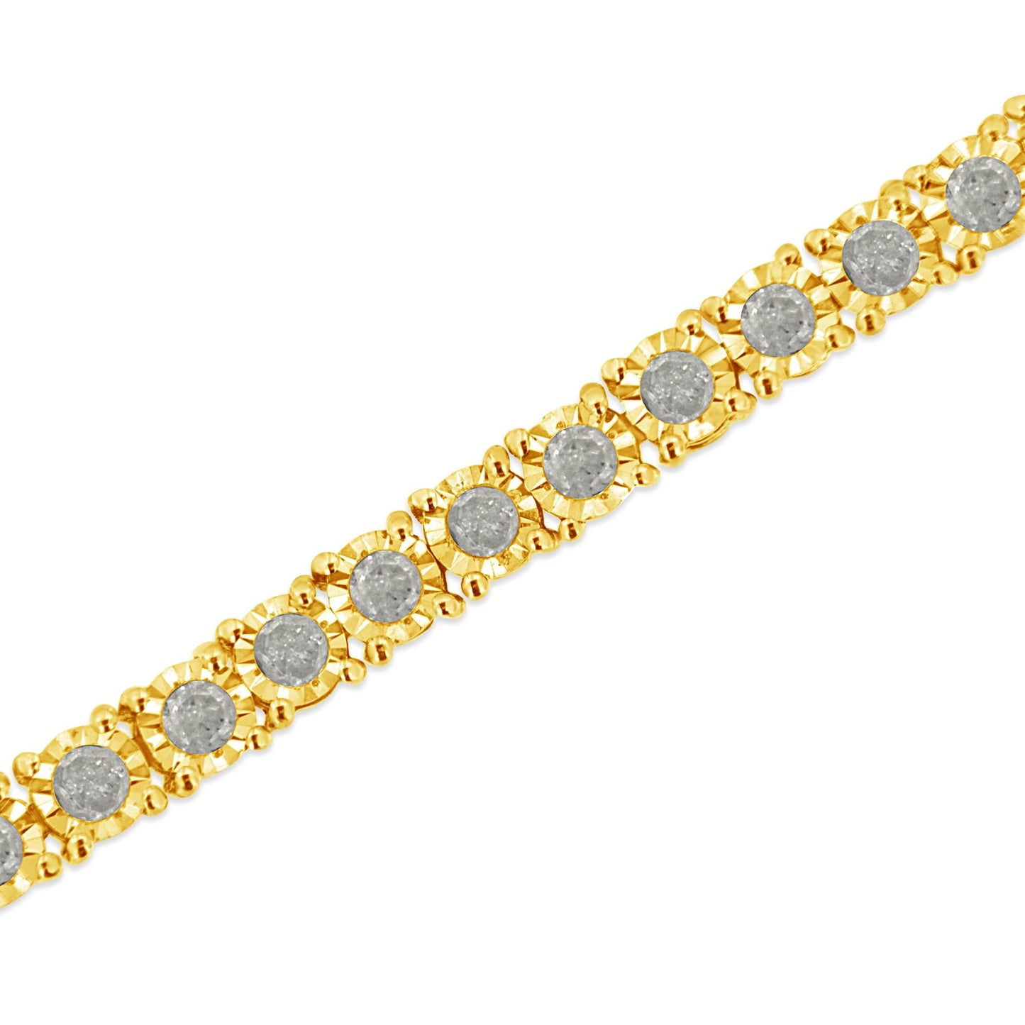 14K Yellow Gold Plated .925 Sterling Silver 3.0 Cttw Miracle-Set Diamond Tennis Bracelet (L-M Color, I2-I3 Clarity) - 7.25"-4