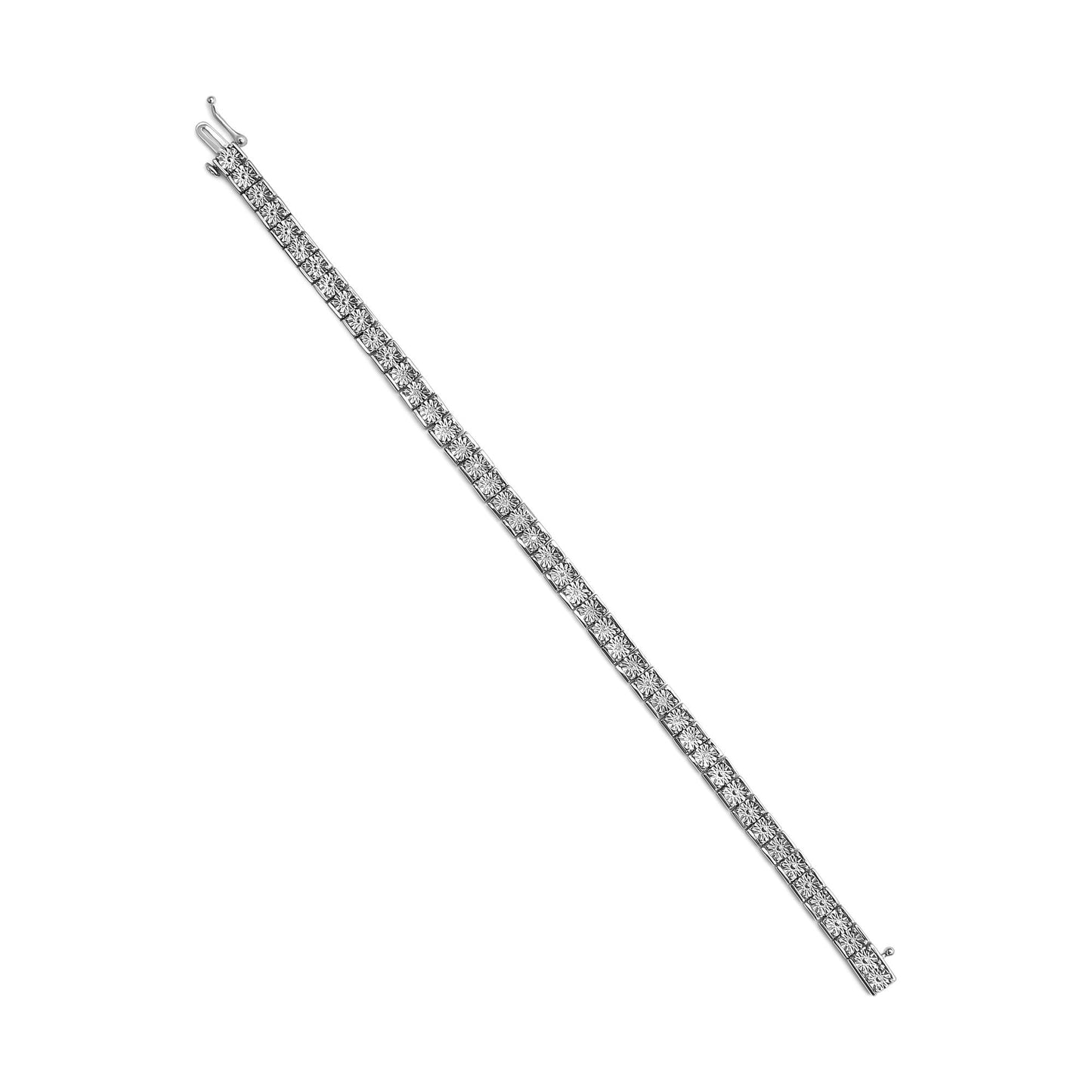 .925 Sterling Silver 1/10 Cttw Diamond 7.25" Link Bracelet (I-J Color, I2-I3 Clarity)-4