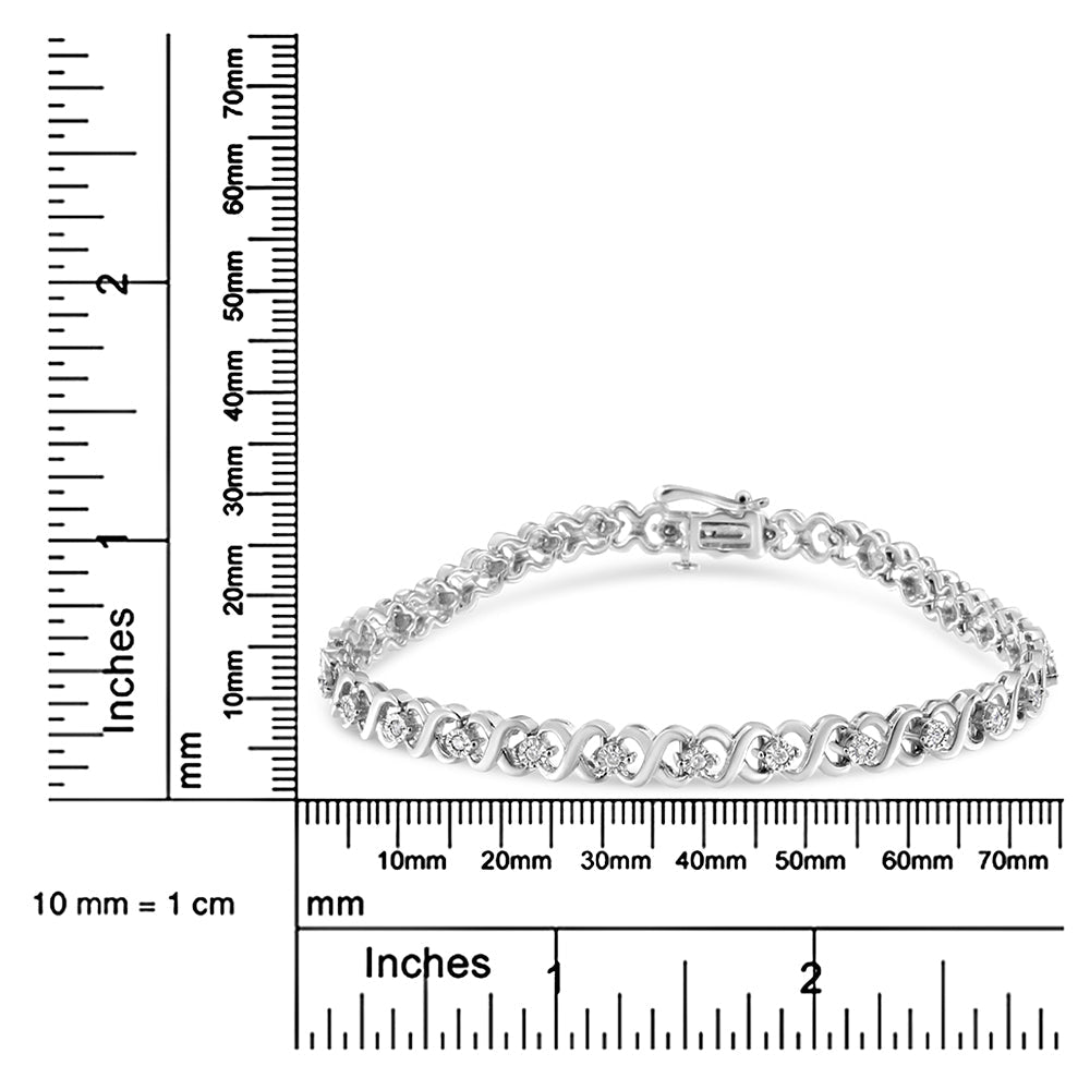 .925 Sterling Silver 1/3 Cttw Miracle Plate Round-Cut Diamond Infinity Link Bracelet (I-J Color, I3 Clarity) - Size 7.25"-4