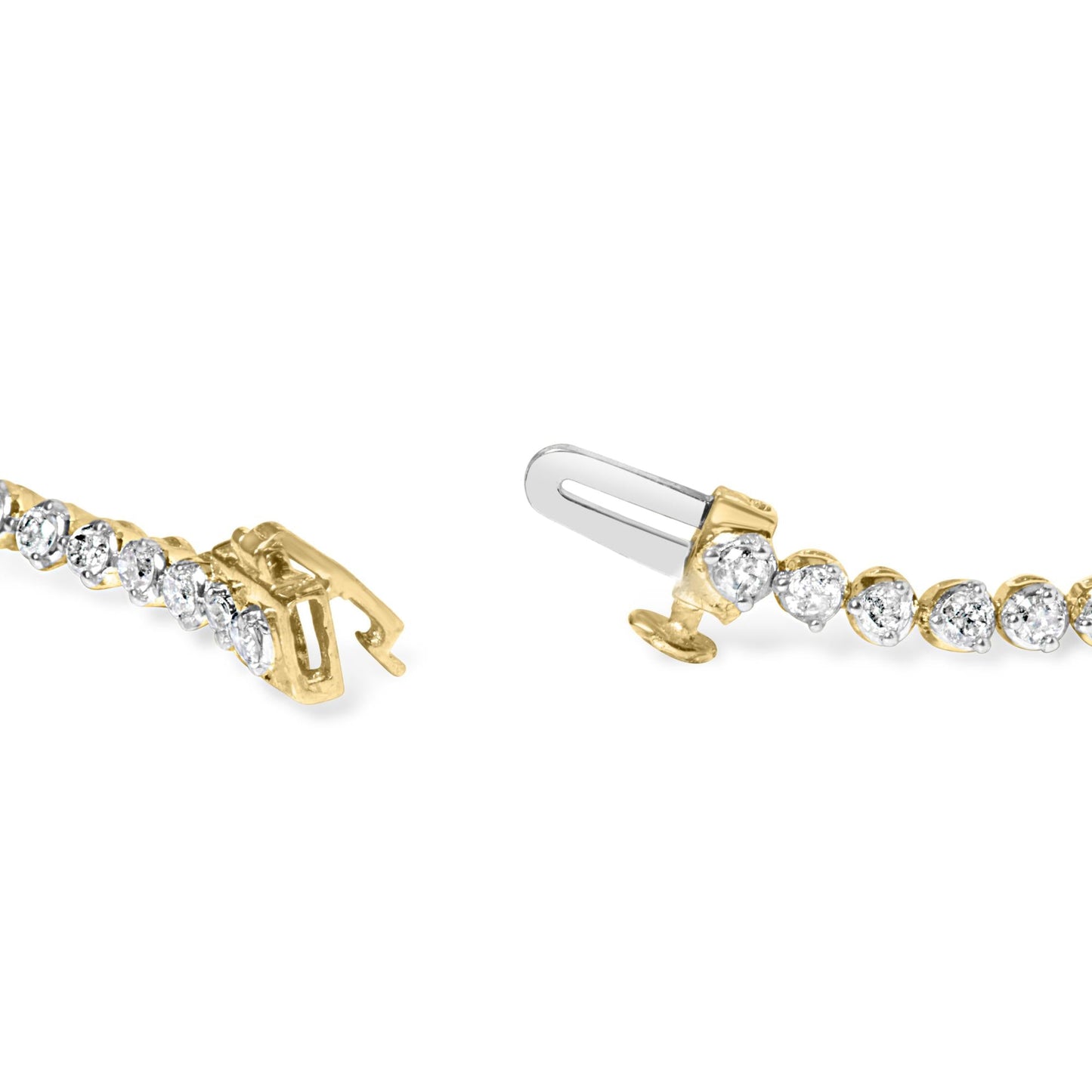 10K Yellow Gold Plated Sterling Silver 1.0 Cttw Round Diamond Tennis Bracelet-4