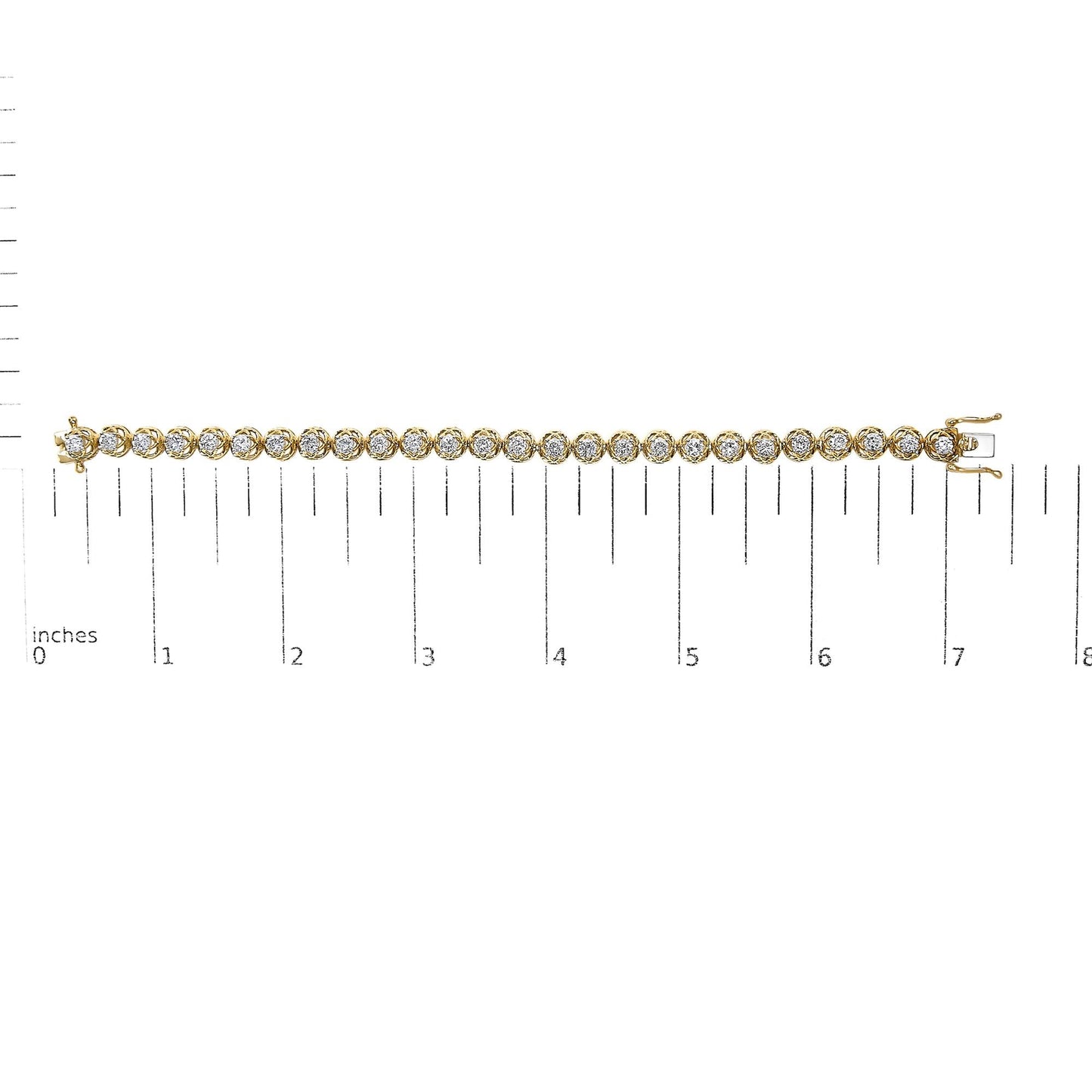 14K Yellow Gold Plated .925 Sterling Silver 3 9/10 Cttw Diamond Buttercup Style Tennis Bracelet-4