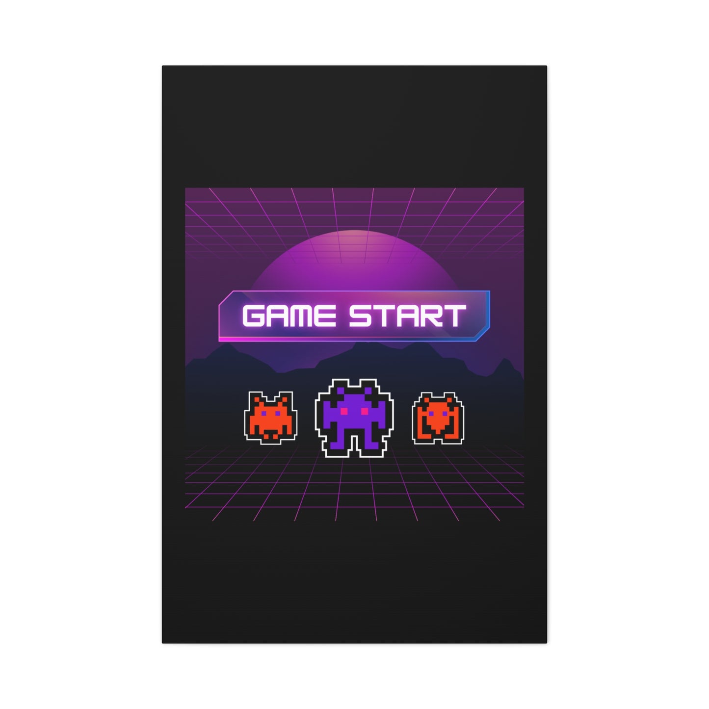 Retro Game Start Canvas Art Print | 80s Gaming Wall Decor, Gamer Gift, Pixel Art, Nostalgic Artwork, Home Decor