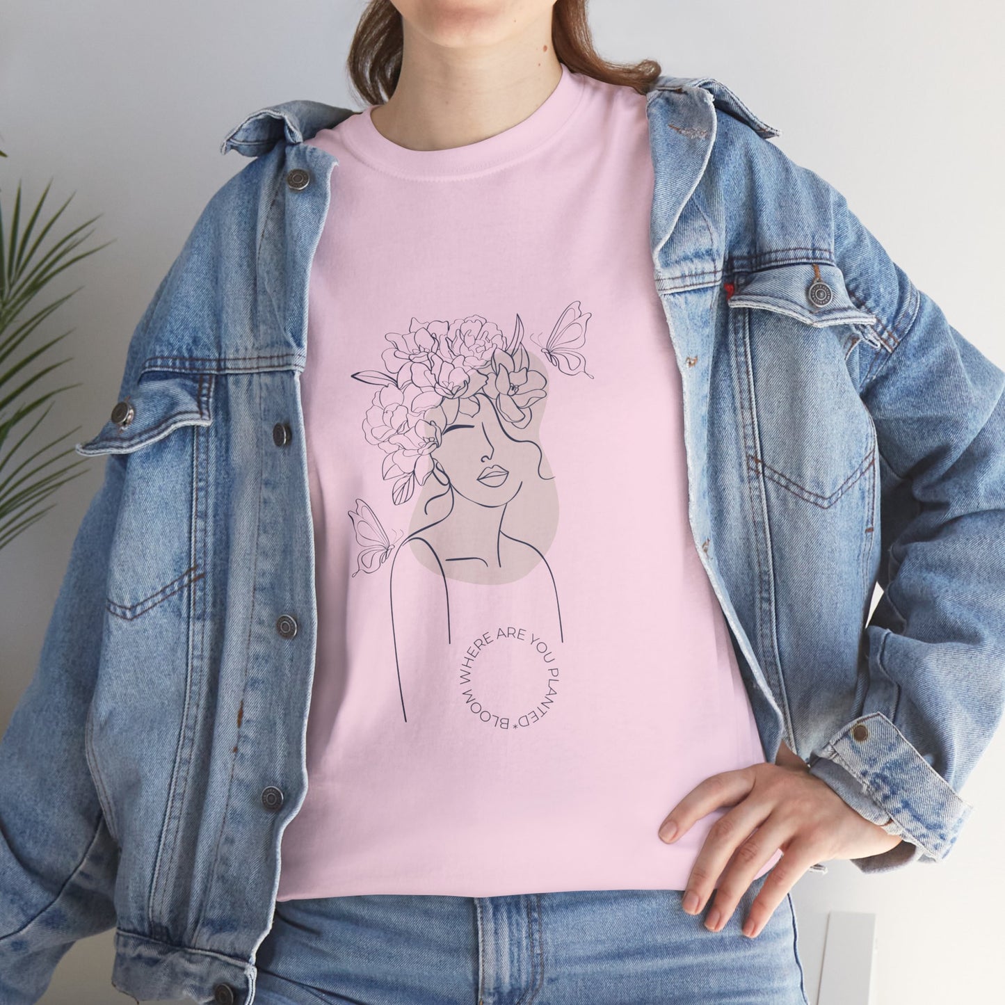 Bloom Where You Are Planted Chic Inspirational Quote Tee, Inspirational Cotton T-Shirt, Casual Graphic Tee, Vintage Style Unisex Shirt, Gift for Her