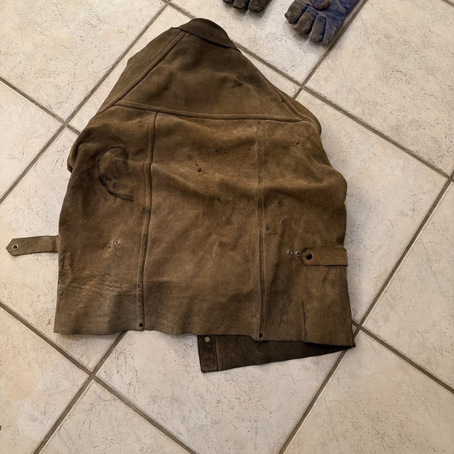 Leather Welding Jacket Coat w/ Gloves Lot Heavy Duty