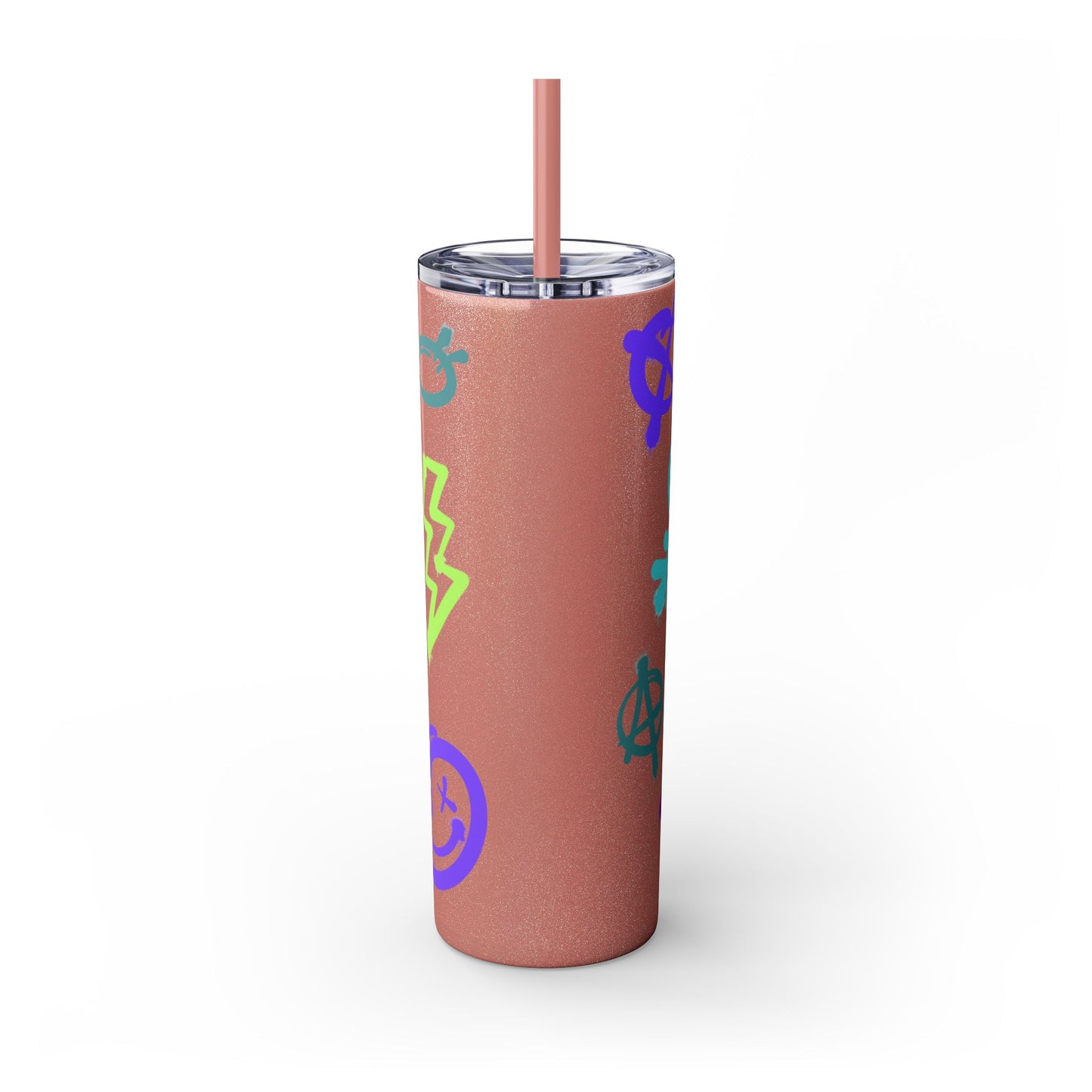Trendy Skinny Tumbler with Straw, 20oz | Unique Graffiti Style Drinkware for Teens, Gifts, Parties, and Everyday Use