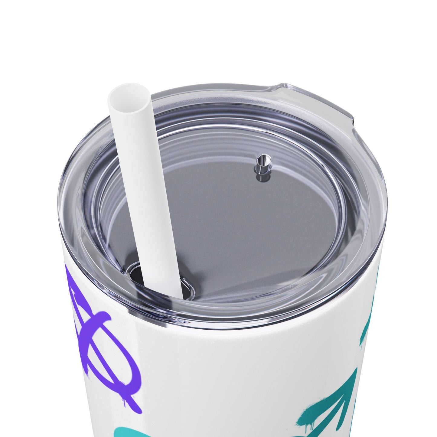 Trendy Skinny Tumbler with Straw, 20oz | Unique Graffiti Style Drinkware for Teens, Gifts, Parties, and Everyday Use