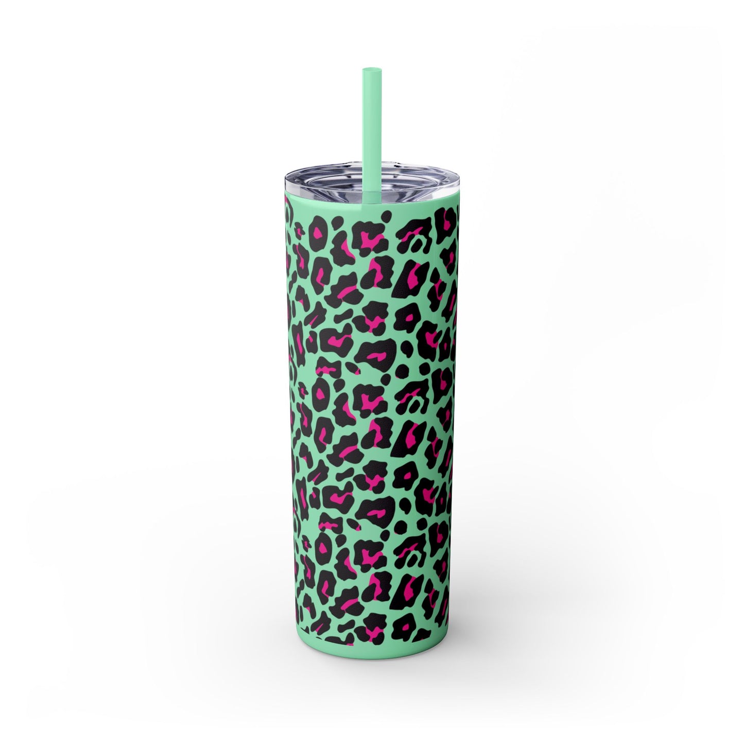 Trendy Leopard Print Skinny Tumbler, 20oz | Stylish Drinkware for Home, Office, Gifts, Reusable Straw, Animal Print