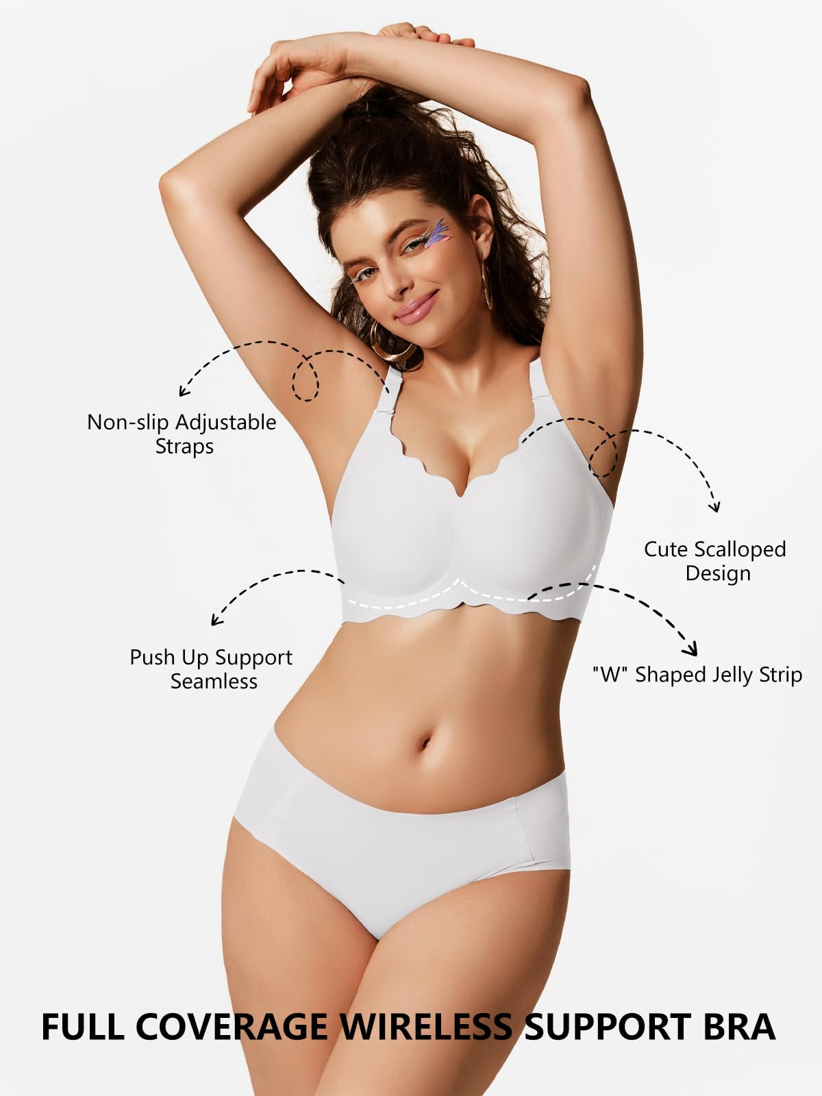 COCOMARTS Jelly Bras for Women No Underwire Scalloped Push Up Wireless Bralettes Seamless Soft Comfort Everyday Tshirt Bra