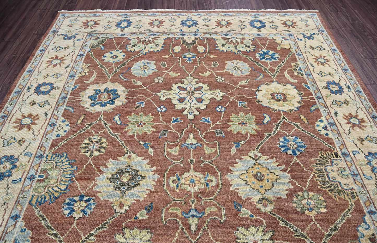 Multi Size Brown, Beige Hand Knotted 100% Wool Turkish Oushak Traditional Oriental Area Rug-4