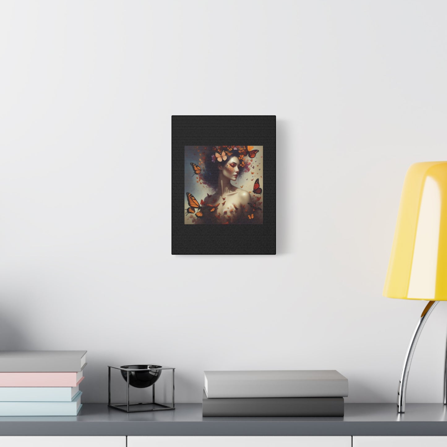Canvas Wall Art - Butterfly Woman Print, Floral Home Decor, Unique Gift for Nature Lovers, Birthday Decoration, Whimsical Art