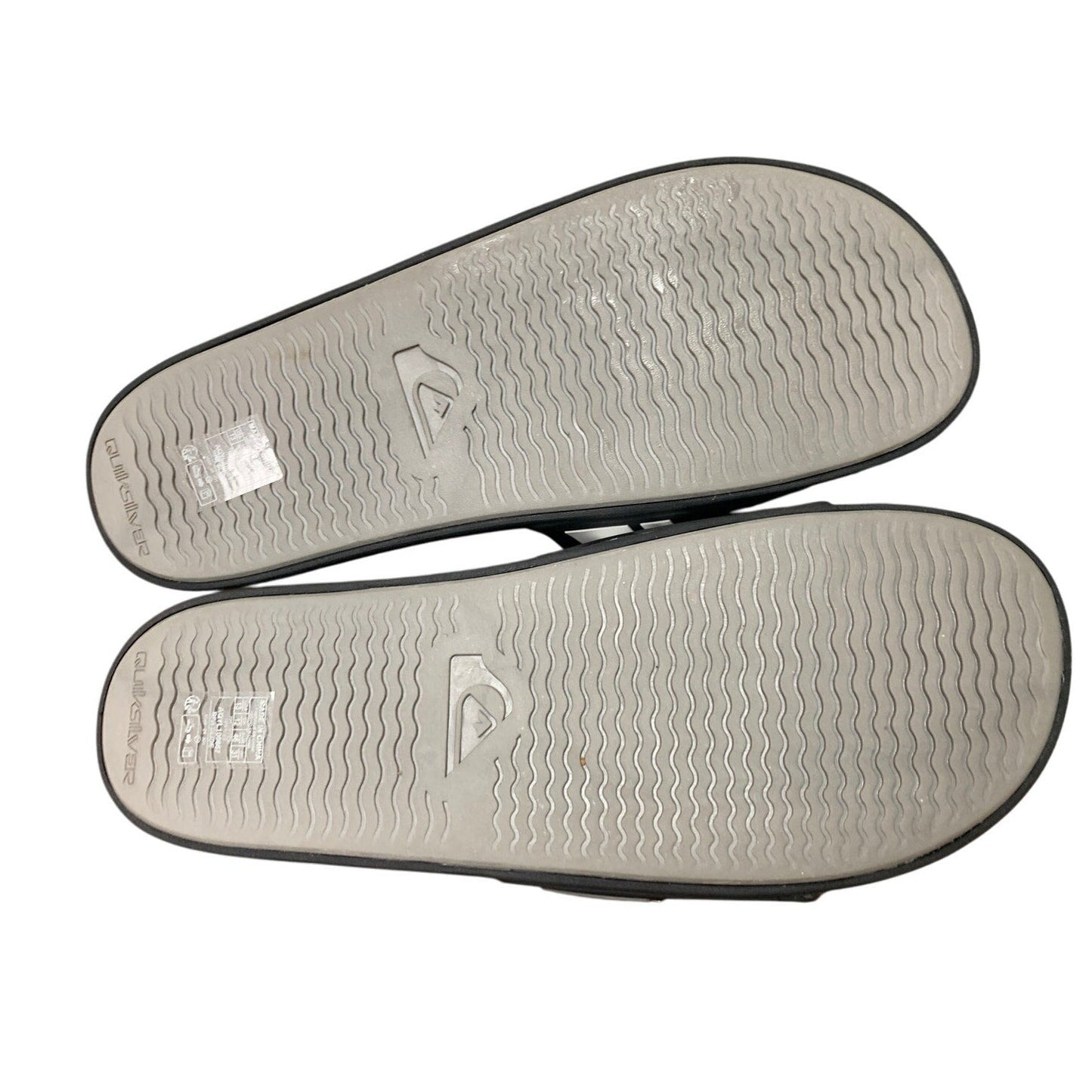 Quiksilver Mens Size 13 Black Striped Slides Slip On Sandal Open Round Toe Shoes