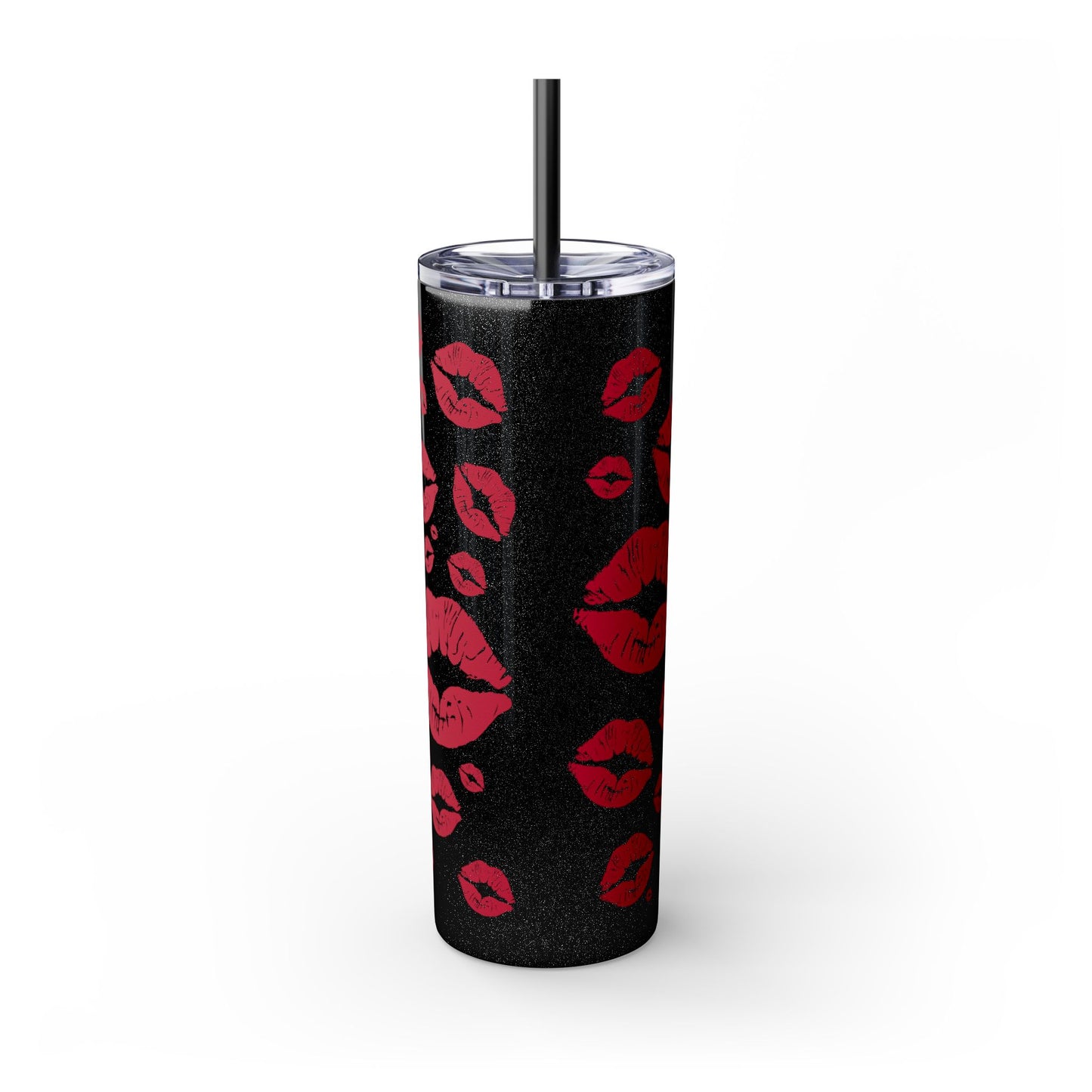 Red Lips Kiss Mark Skinny Tumbler, 20oz | Kiss Print Drinkware | Cute Gift for Her | Travel Mug | Valentine's Day, Wedding Favor