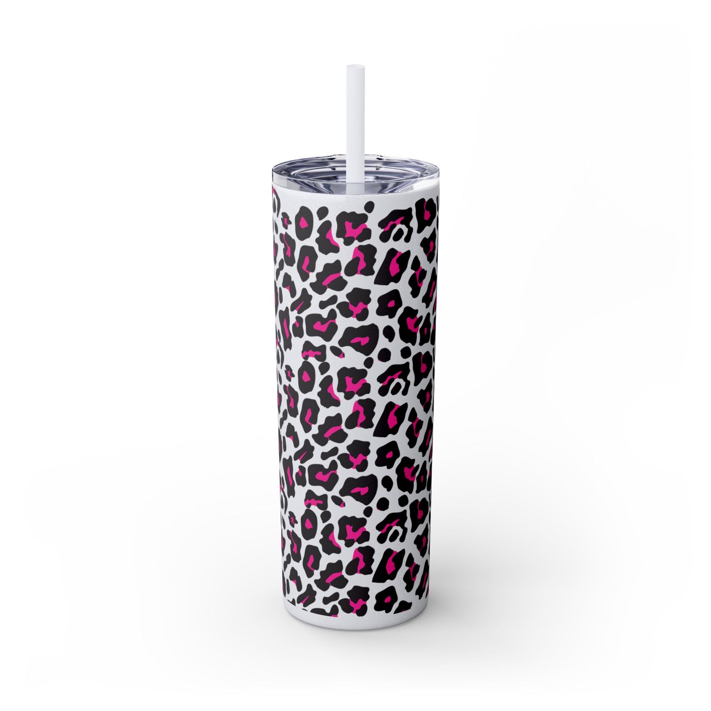 Trendy Leopard Print Skinny Tumbler, 20oz | Stylish Drinkware for Home, Office, Gifts, Reusable Straw, Animal Print