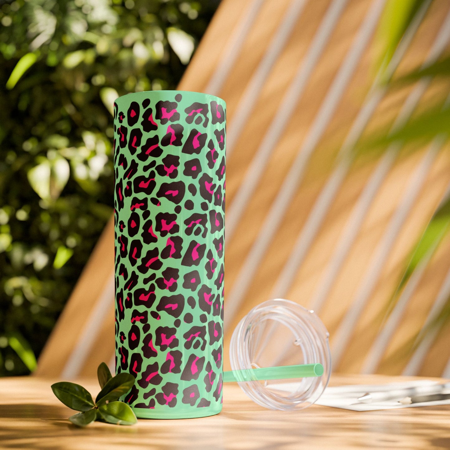 Trendy Leopard Print Skinny Tumbler, 20oz | Stylish Drinkware for Home, Office, Gifts, Reusable Straw, Animal Print