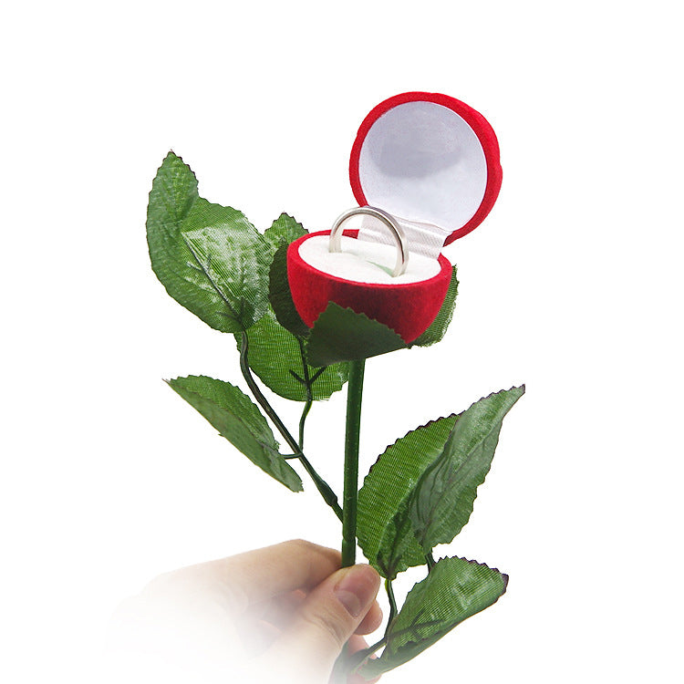 Red Rose Ring Box Valentine's Day Gift Personality Creative Ring Box Proposal Ring Box