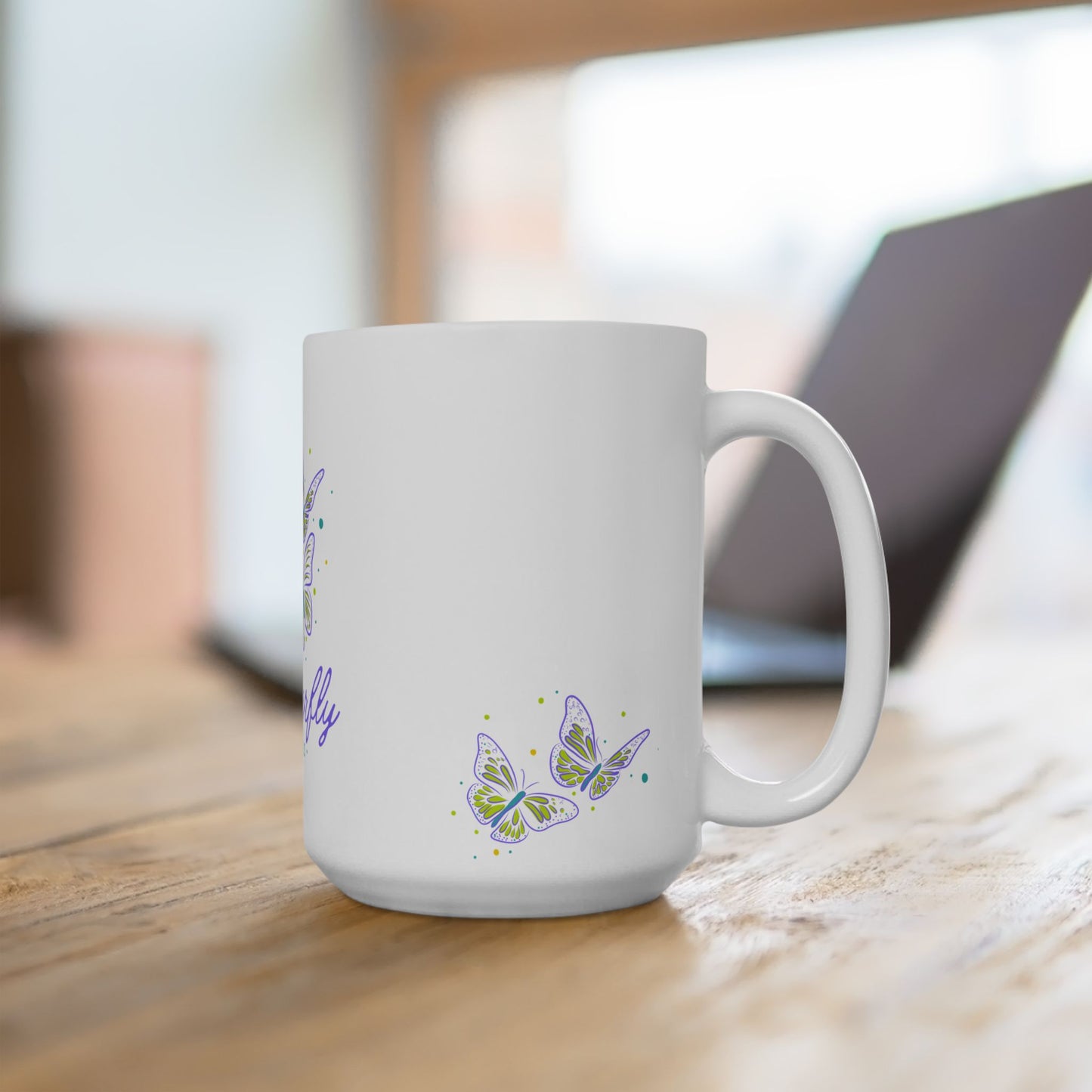 Butterfly Kisses Ceramic Mug | Butterfly Lover Gift, Cute Tea Cup, Nature Decor, Butterfly Enthusiast, Mother's Day Gift, Eco-Friendly