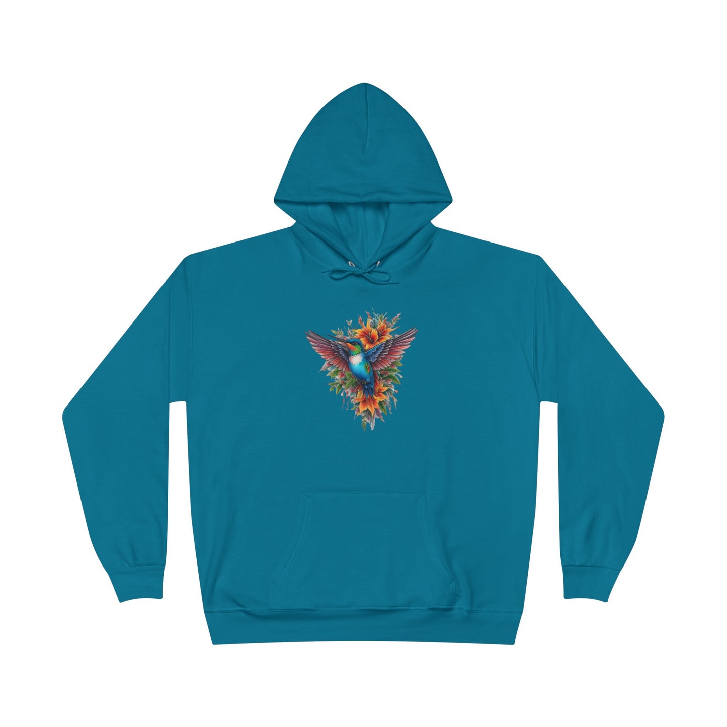 Vibrant Hummingbird Hoodie, Eco-Friendly Pullover, Perfect Gift for Nature Lovers, Spring Fashion, Unique Floral Design