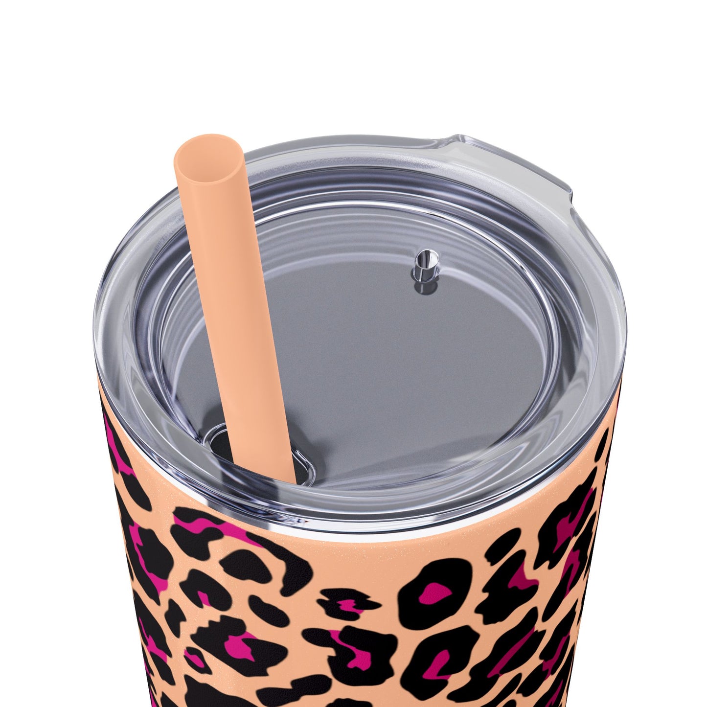 Trendy Leopard Print Skinny Tumbler, 20oz | Stylish Drinkware for Home, Office, Gifts, Reusable Straw, Animal Print