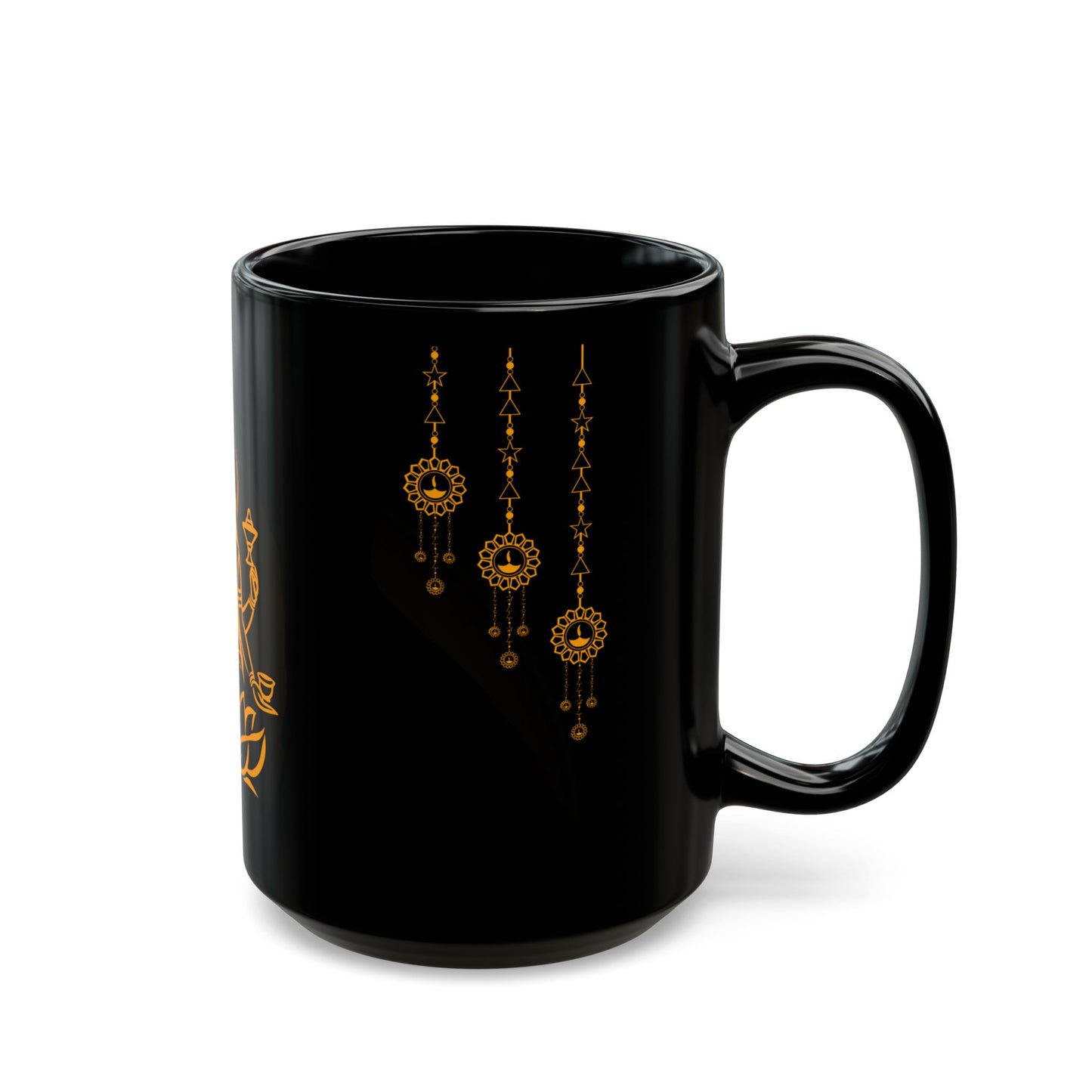 Elegant Black Mug with Goddess Design, Spiritual Coffee Cup, Meditation Tea Mug, Unique Gift for Yogis, Home Decor