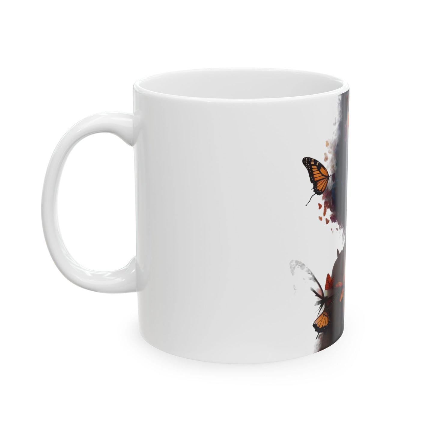 Enchanting Butterfly Woman Ceramic Mug - Artistic Coffee Cup, Tea Mug, Unique Gift for Art Lovers, Nature Lovers, Birthday, Home Decor