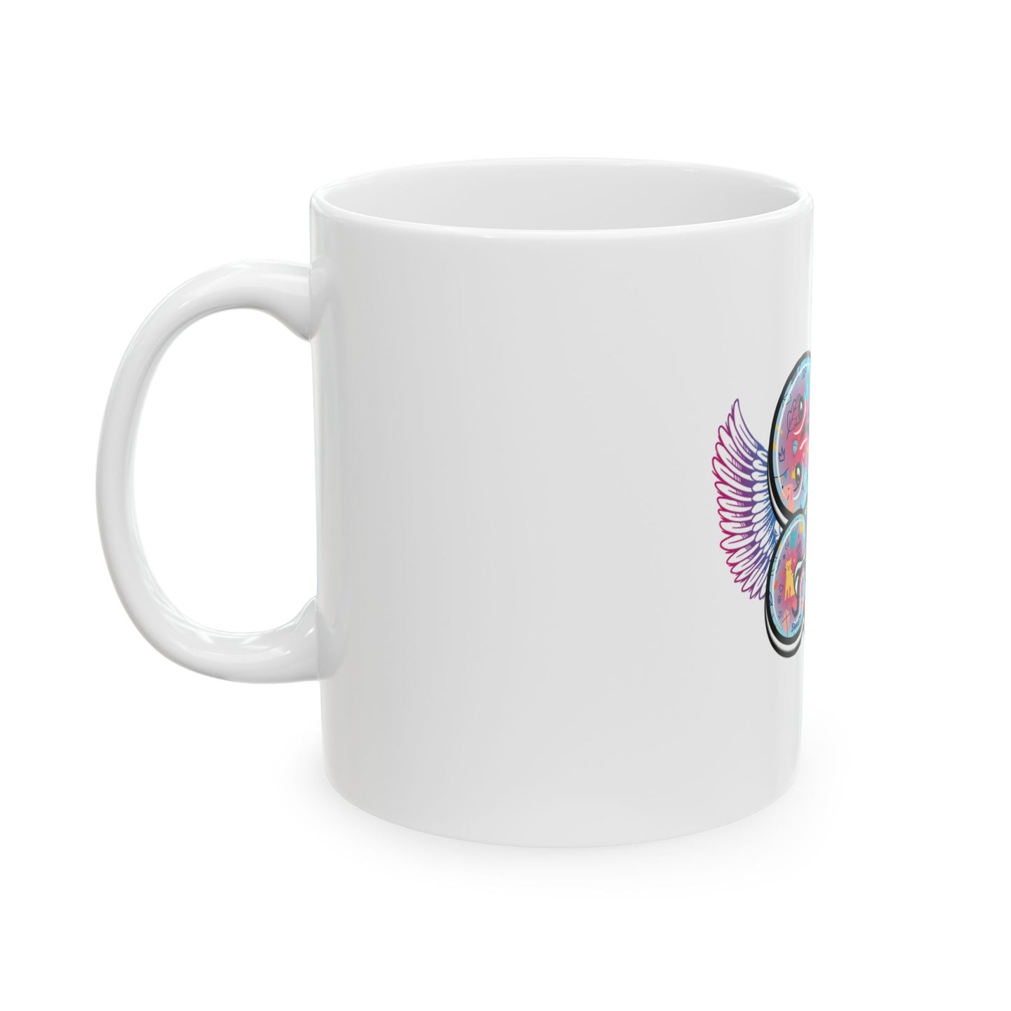 Big Girl Ceramic Mug with Colorful Wing Design, Fun Gift for Birthdays, Coffee Lovers, Tea Drinkers, Unique Office Mug